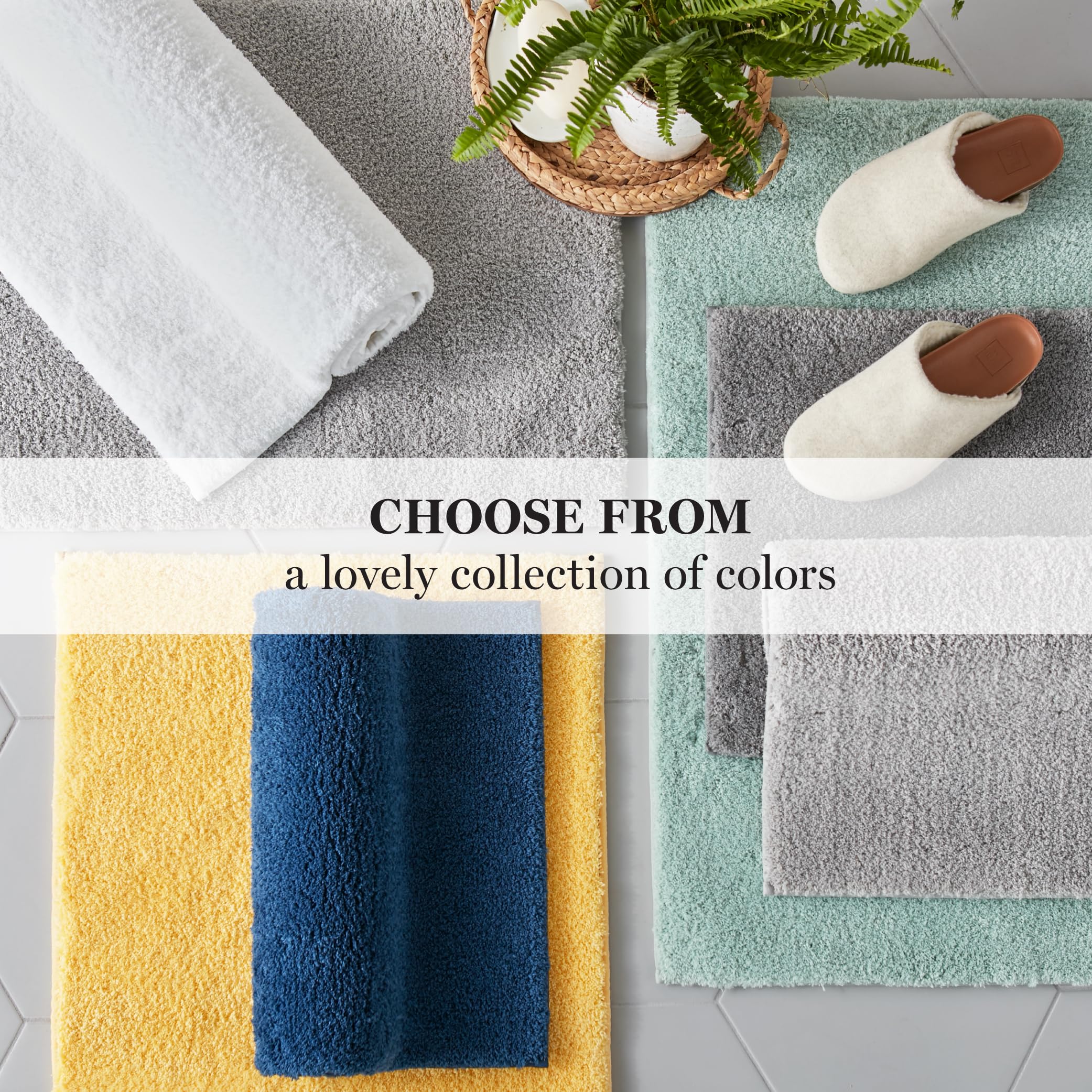 Martha Stewart Drylon Microfiber Bath Rug - 1 Piece, Ultra Soft Plush, Non-Slip, Thick, Washable Bathroom Rugs, Home Decor Acces
