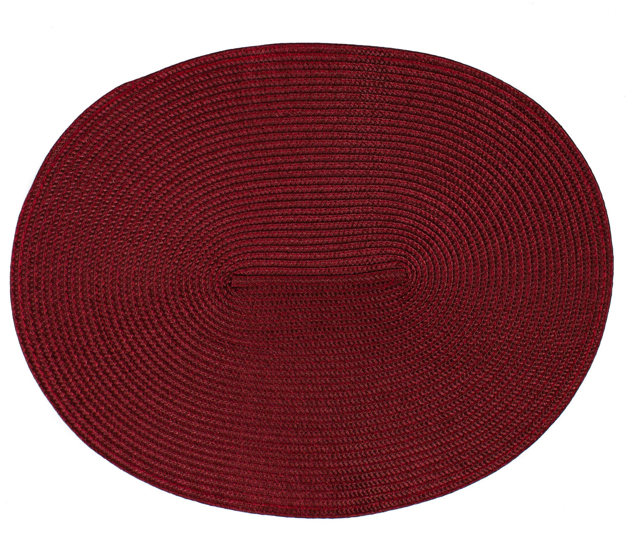 London Woven Spiral Table Placemats 16.9 X 13 Inches Oval Set Of 6 Non-Slip Dining Burgundy