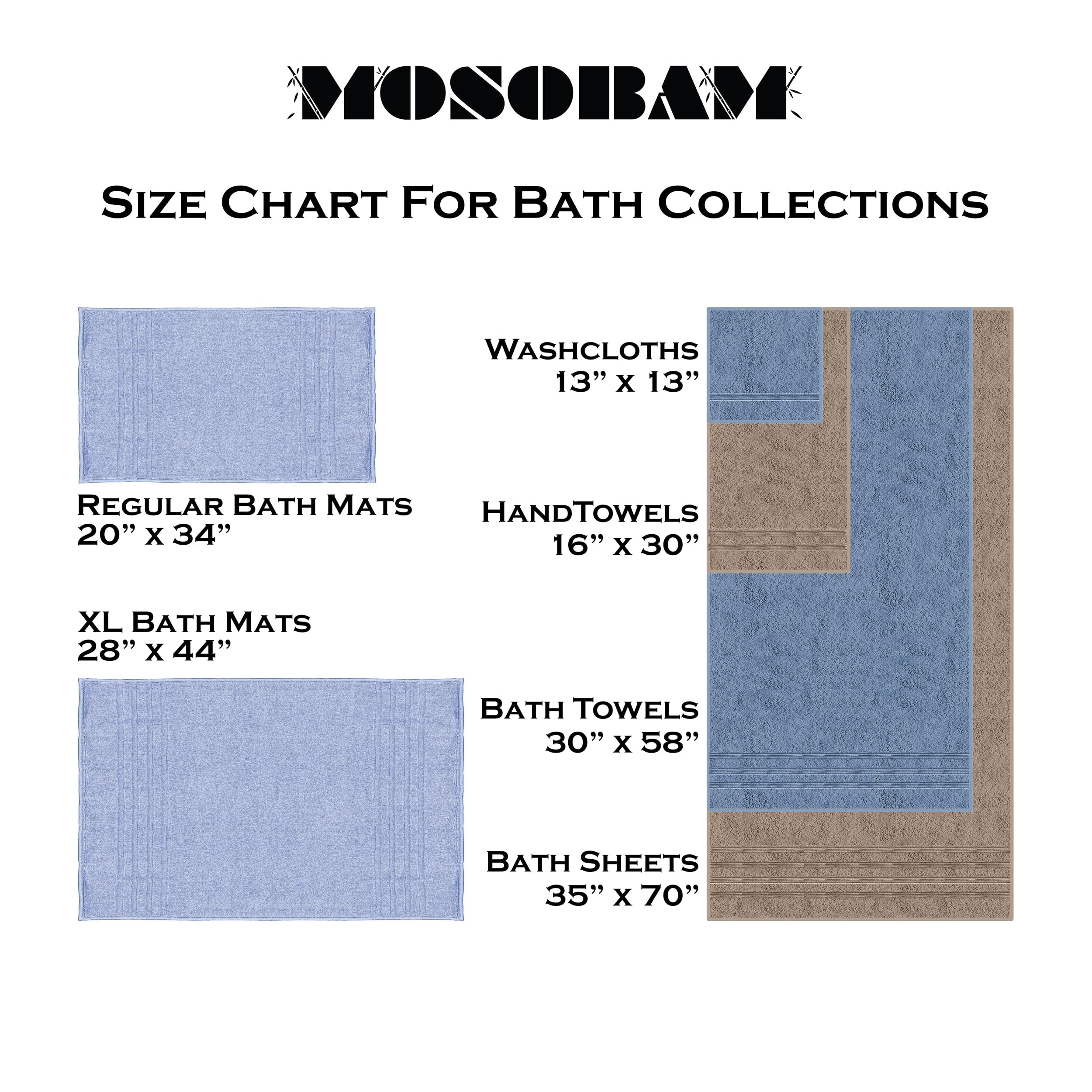 Mosobam Luxury Turkish Set Of 6 Hand Towels 16X30 Allure Blue 700 Gsm Bamboo Viscose & Aegean Turkish Combed Cotton