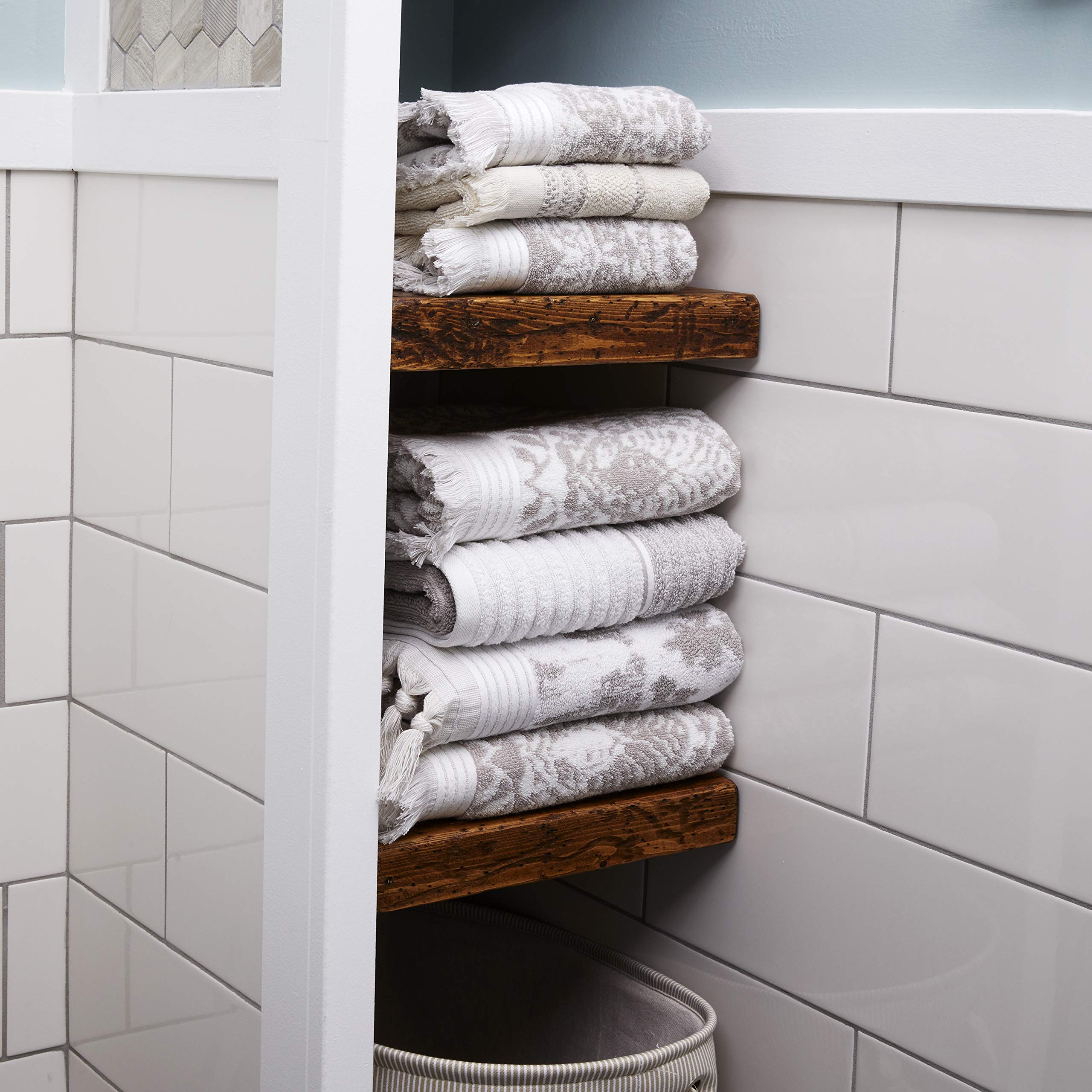 SKL Home Mirage Fringe 100% Turkish Cotton Bath Towel  Taupe