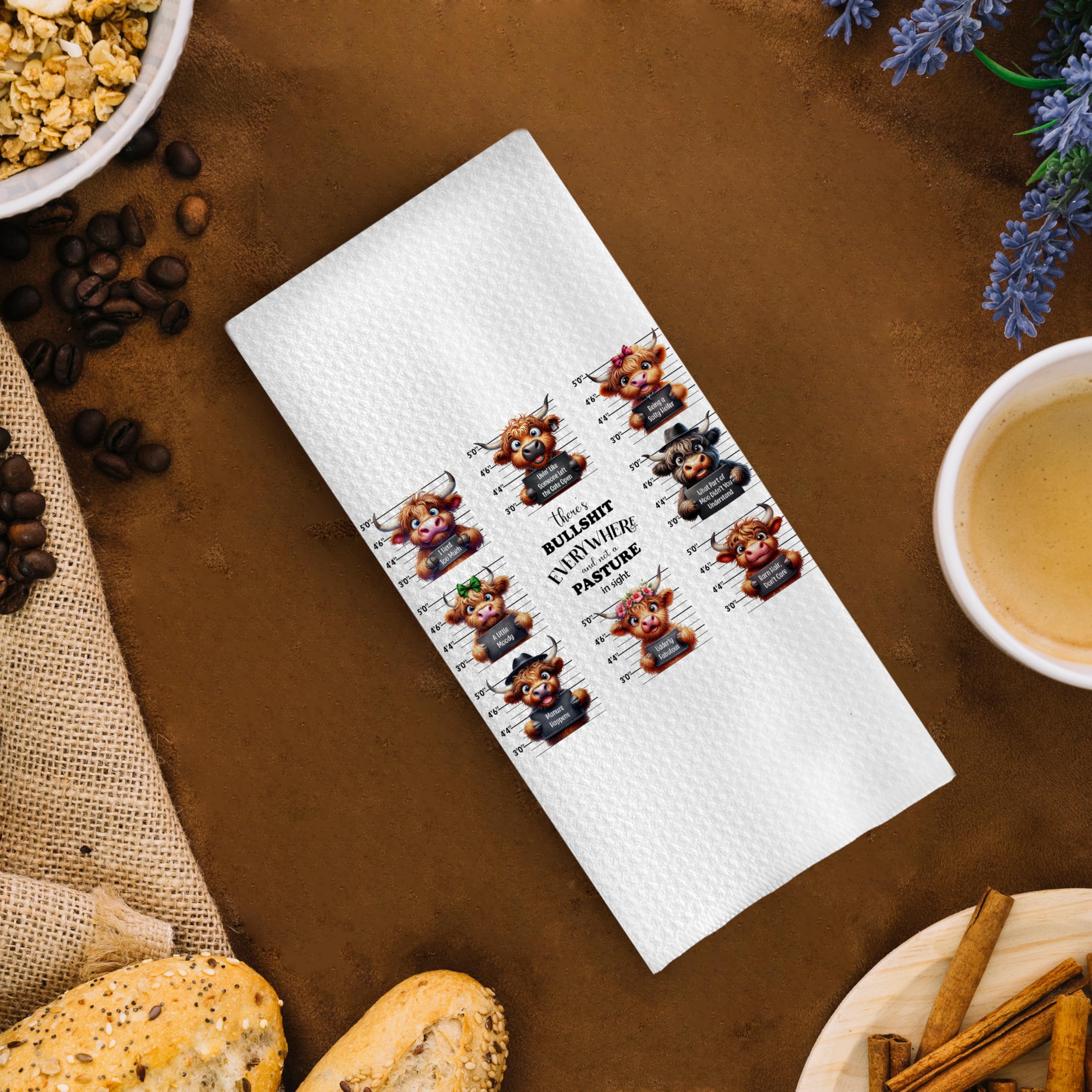 GCFET Funny Highland Cow Dish Towels - 16x24 Inch Kitchen Decorative Gifts