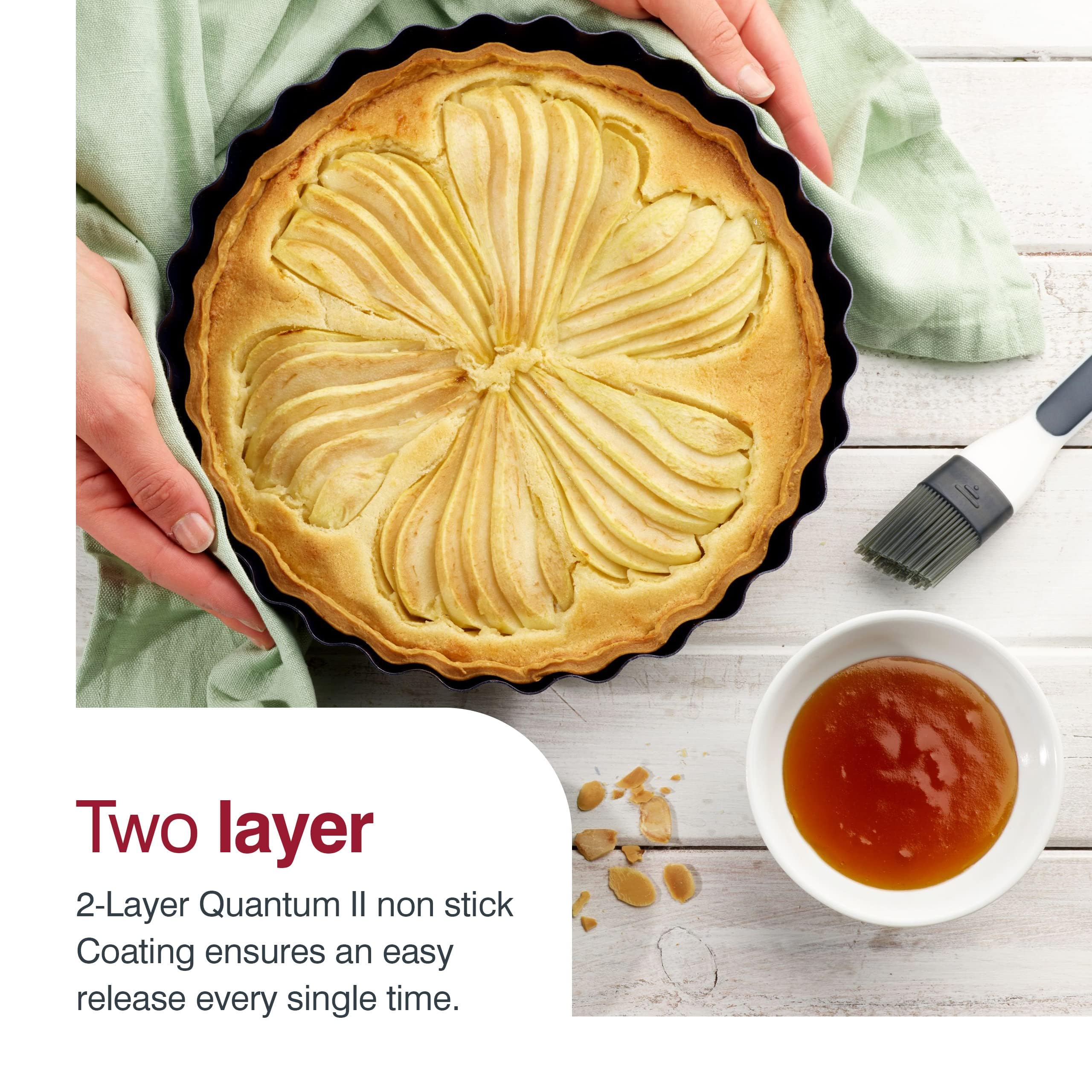 Zyliss E980197 Non-Stick Loose Base Tart Tin | 25Cm/10In | Carbon Steel | Dark Blue | Cake Tin/Baking Tin/Bakeware/Cake Mould |