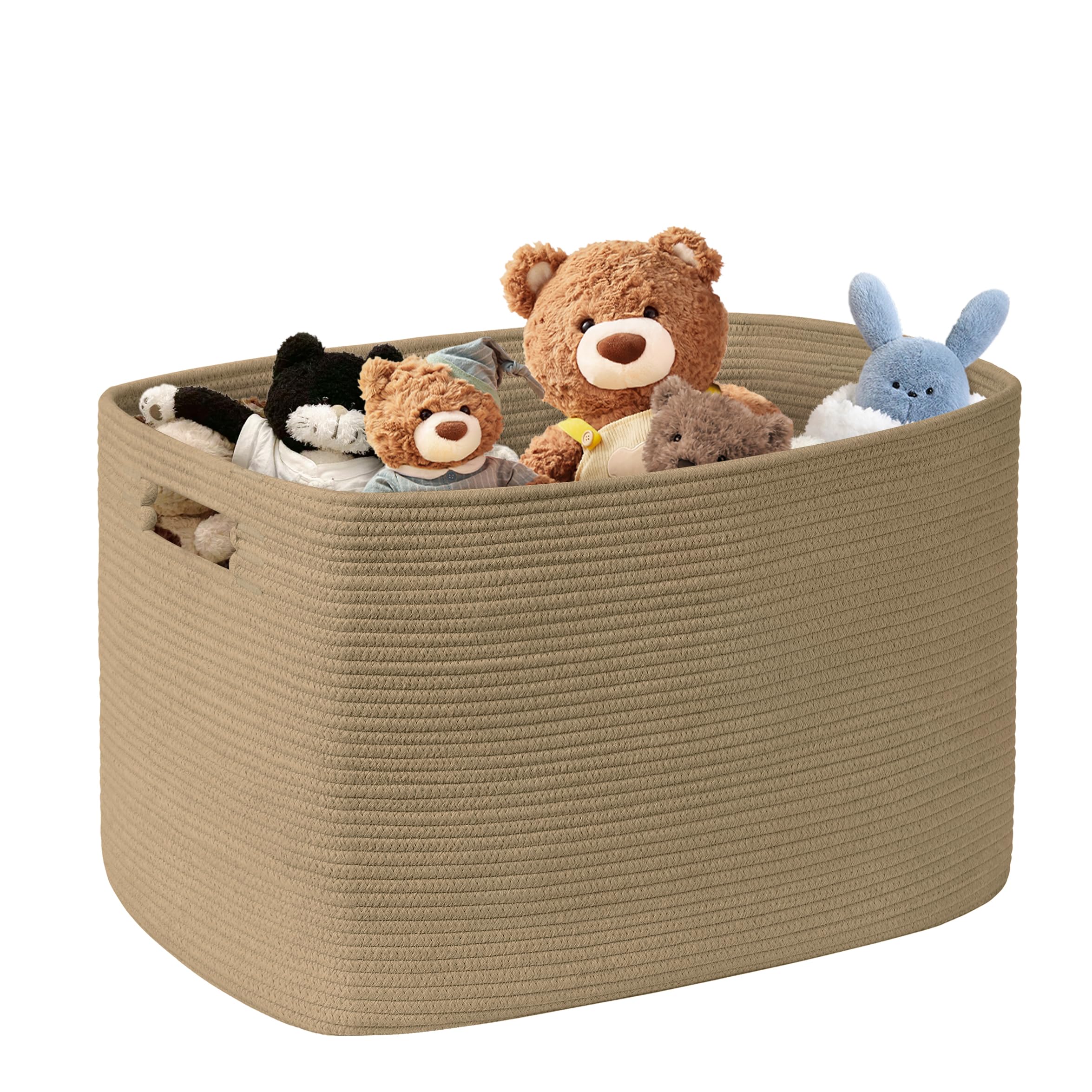 SunNewt 100L Extra Large Wicker Laundry Basket for Living Room Storage,Boho Woven Cotton Rope Baskets for Kids Toy,Gifts,Square 