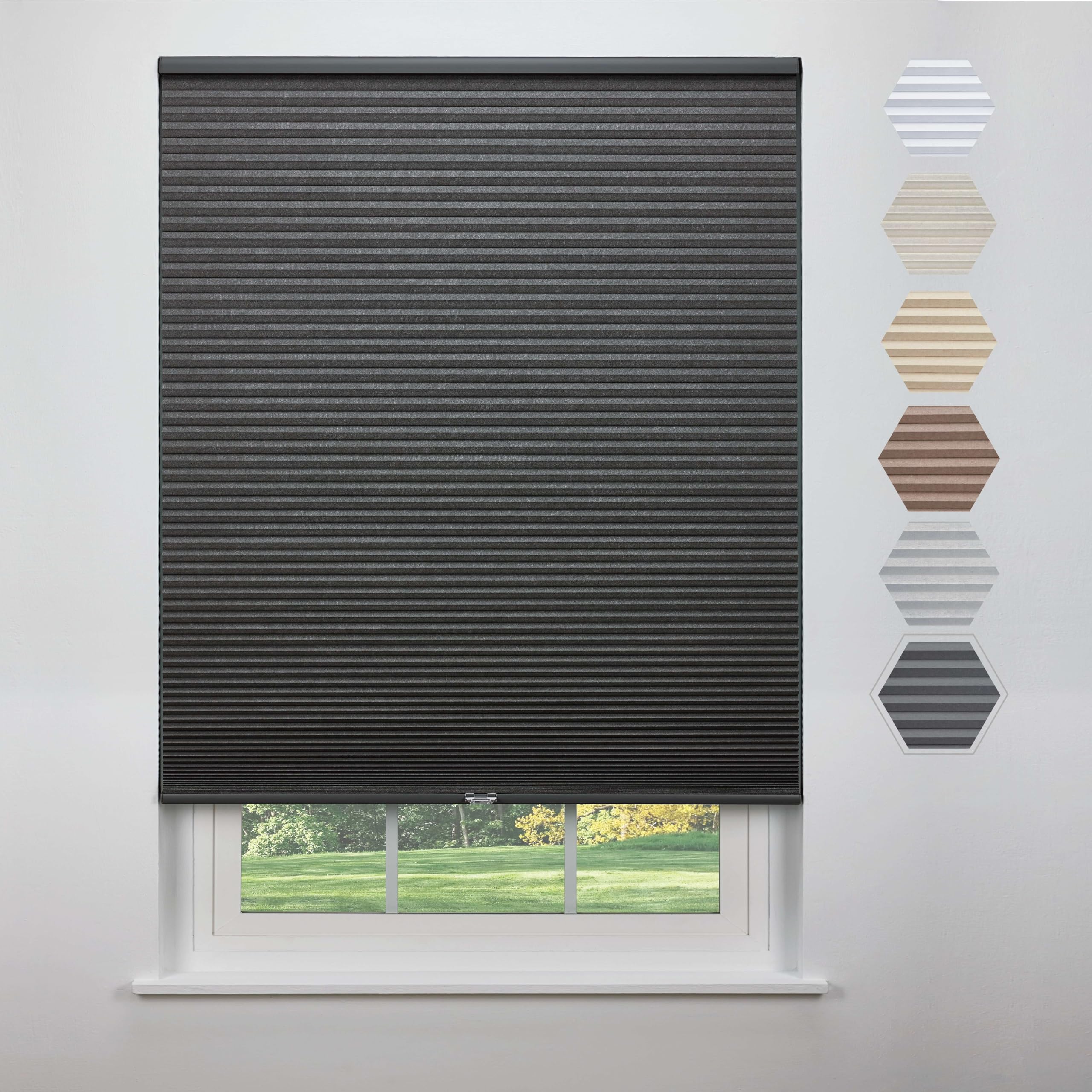 Linen Avenue Cordless Standard Blackout Cellular Shade 21 1/4 W x 48 H, Dark Grey (Arrives 1/4  Narrower)