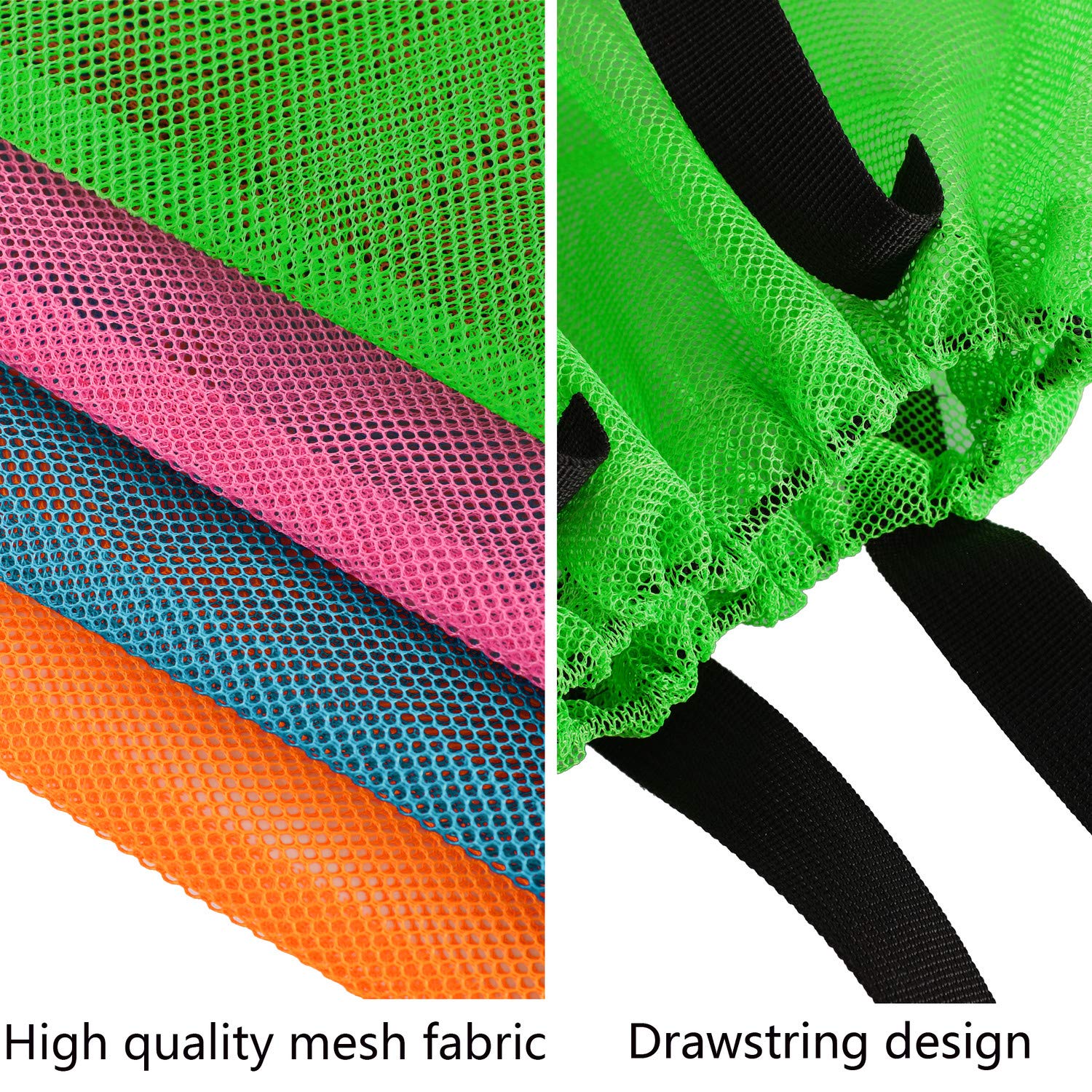 Hsmyank 4Pieces Cute Mesh Pool Tote Bags,Mesh Beach Bags With Drawsting For Swim,Travel,Party, Color1, 16.5Wx15Lx4.3H Inch