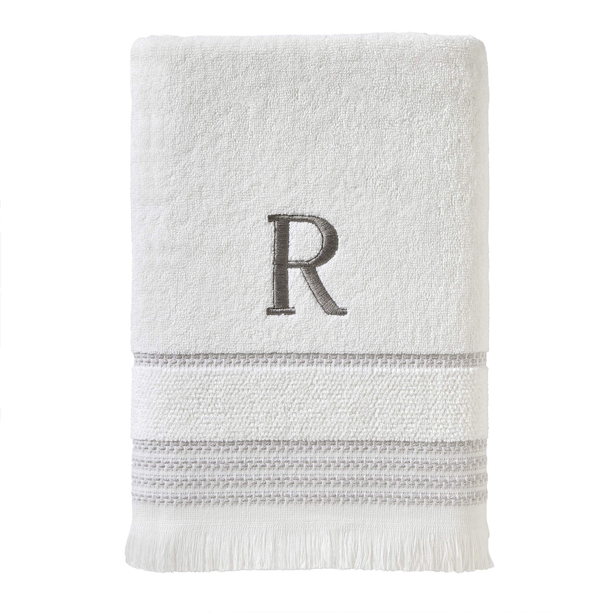 Skl Home Casual Monogram Bath Towel, R, 28X54, White