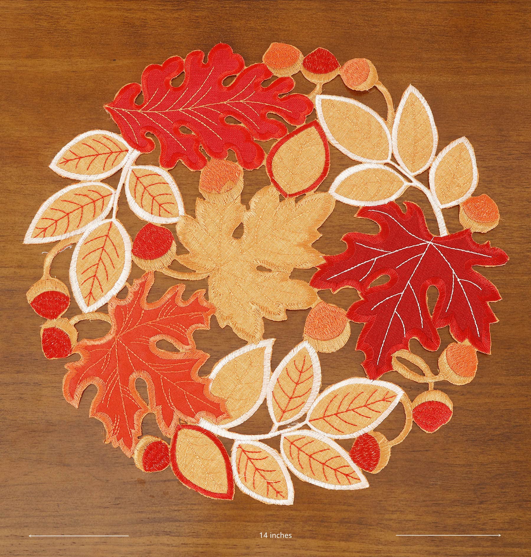 Fall Placemats Set Of 4 Applique Cutwork Embroidered Maple Leaves Dresser Scarf Table Topper For Thanksgiving'S Day Home Holiday