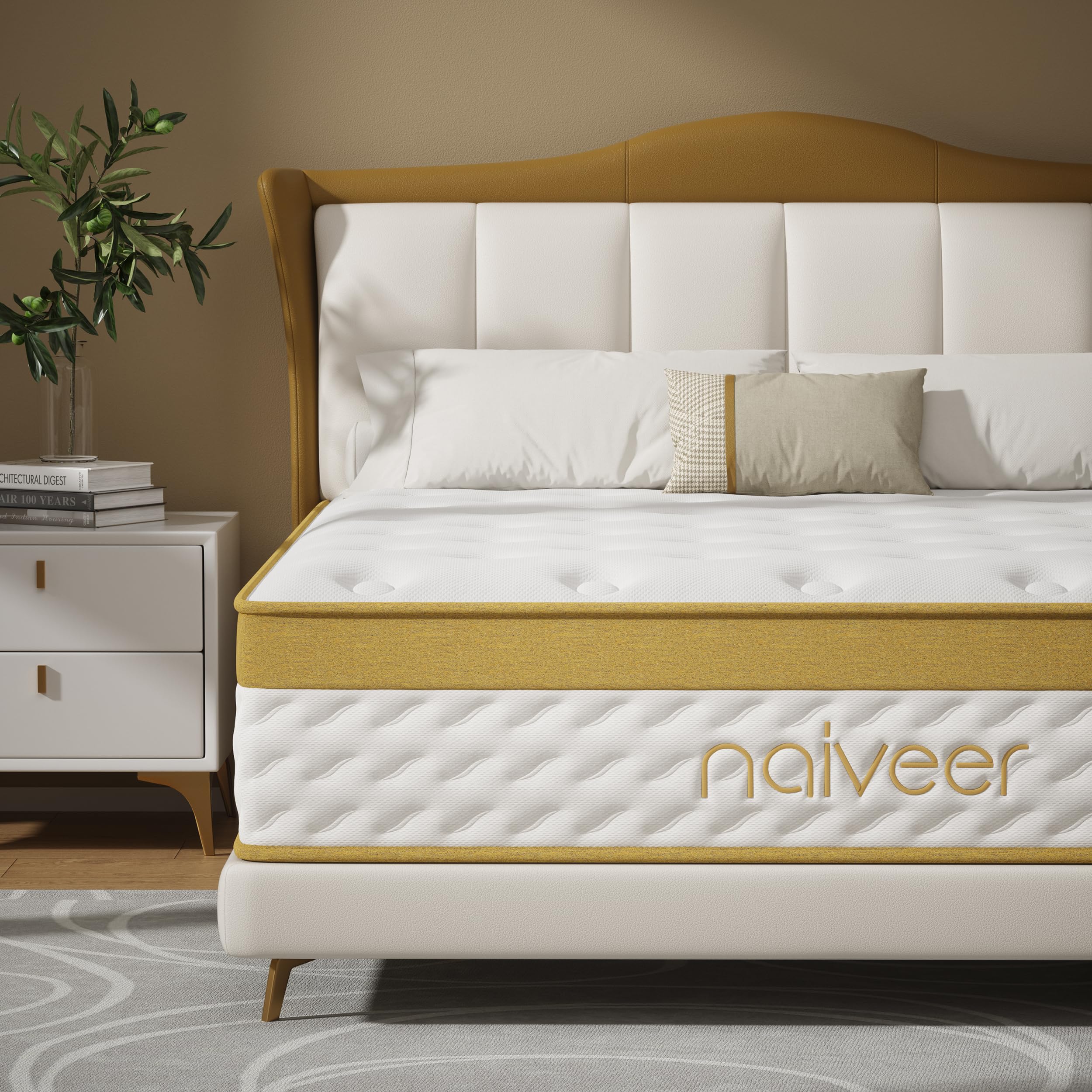 Naiveer Cooling Gel Memory Foam Hybrid Mattress, 12 Inch King Size Mattress In A Box With Pocket Springs For Back Pain & Pressur