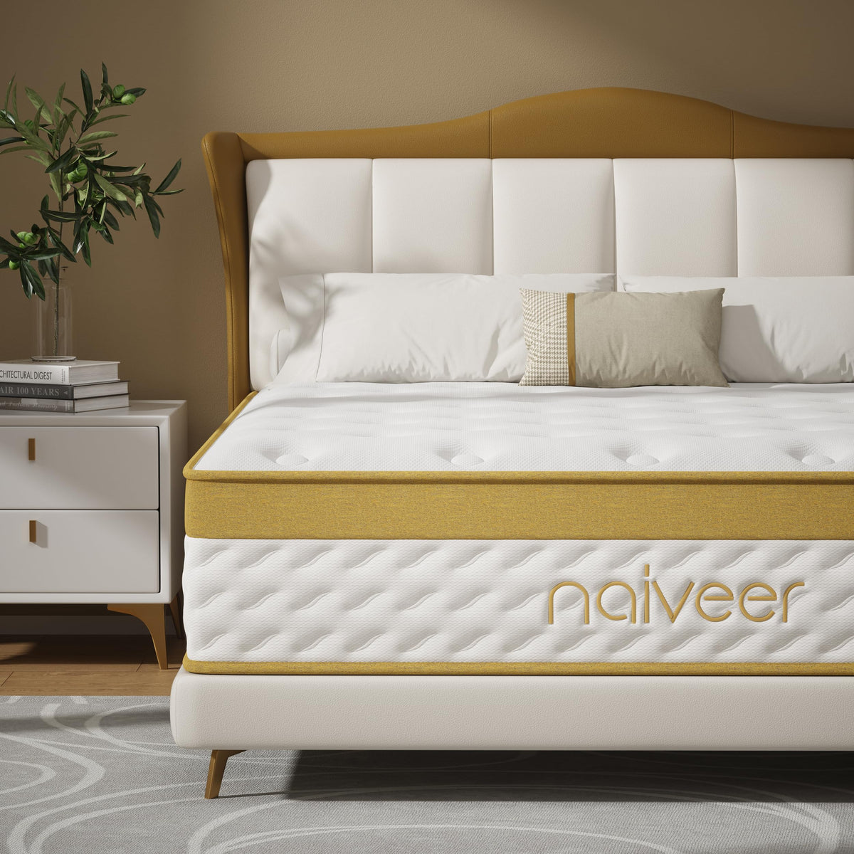 Naiveer Cooling Gel Memory Foam Hybrid Mattress, 12 Inch Full Size Mattress In A Box With Pocket Springs For Back Pain & Pressur
