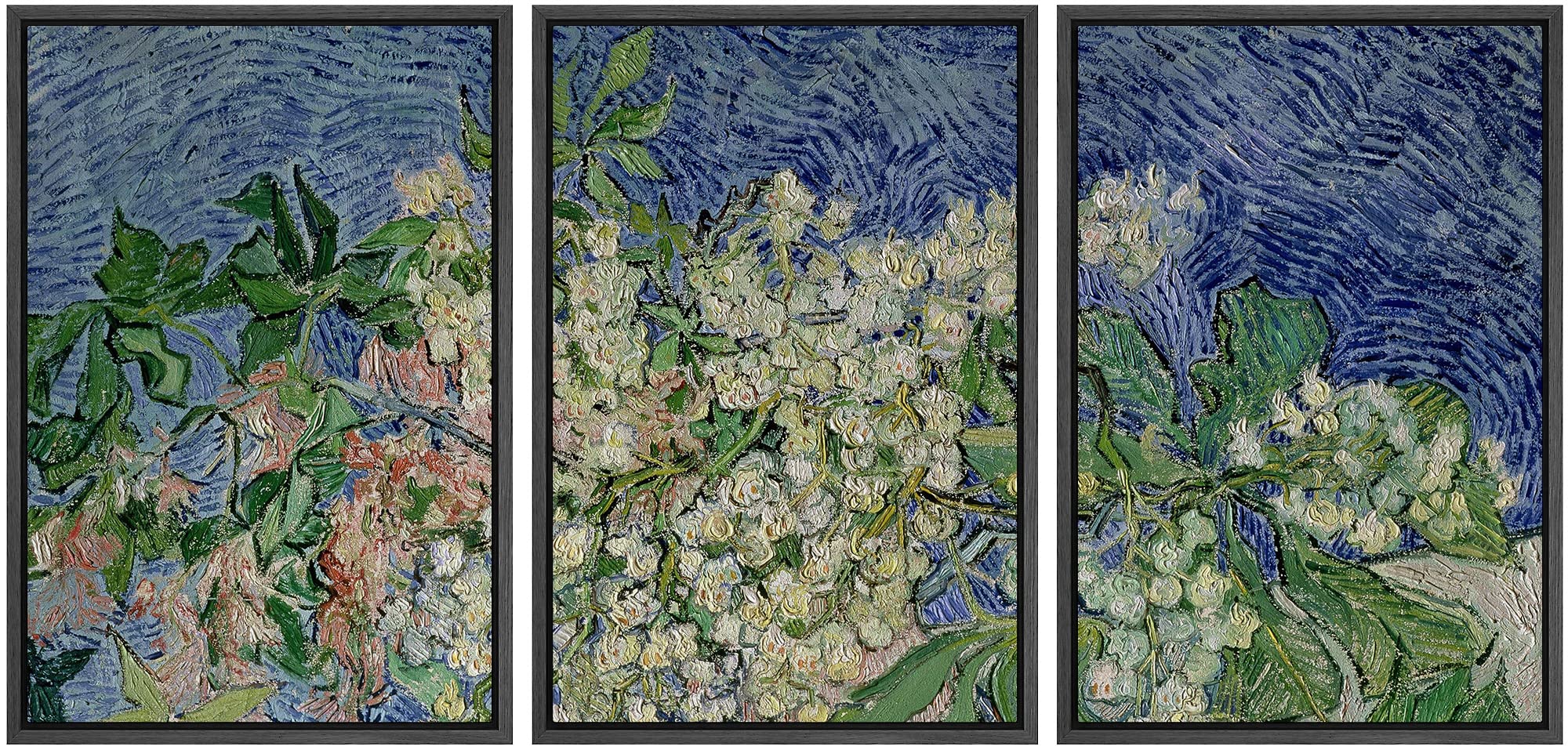 Wall26 Framed Canvas Print Wall Art Set Blooming Chestnut Tree Branches Vincent Van Gogh Classical Illustrations Fine Art Decora