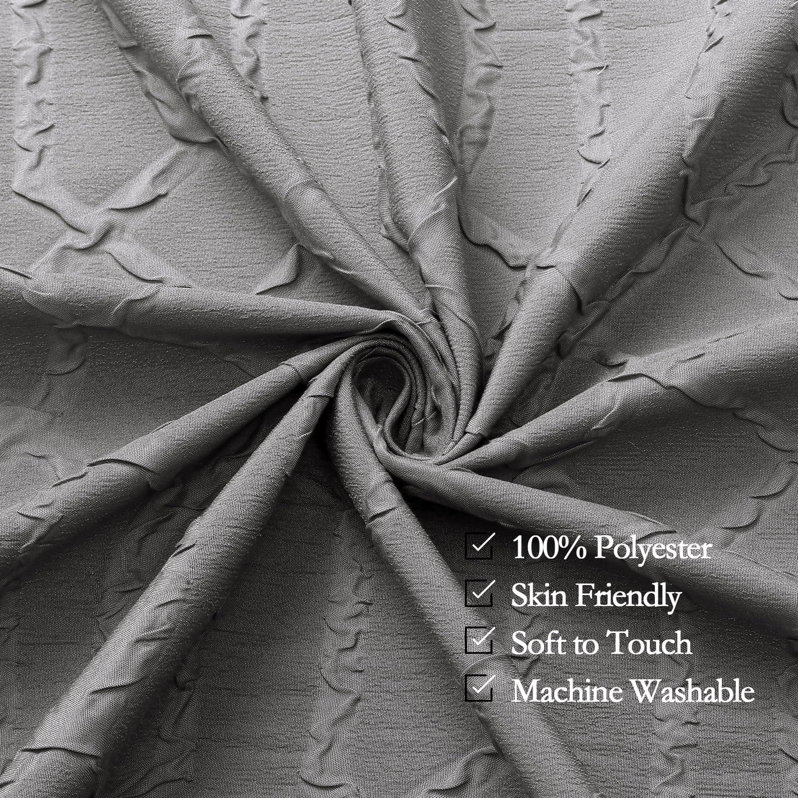 Gibelle Ombre Grey Shower Curtain For Bathroom, 3D Embossed Geometric Textured Fabric Shower Curtain Set With Hooks, Modern Farm