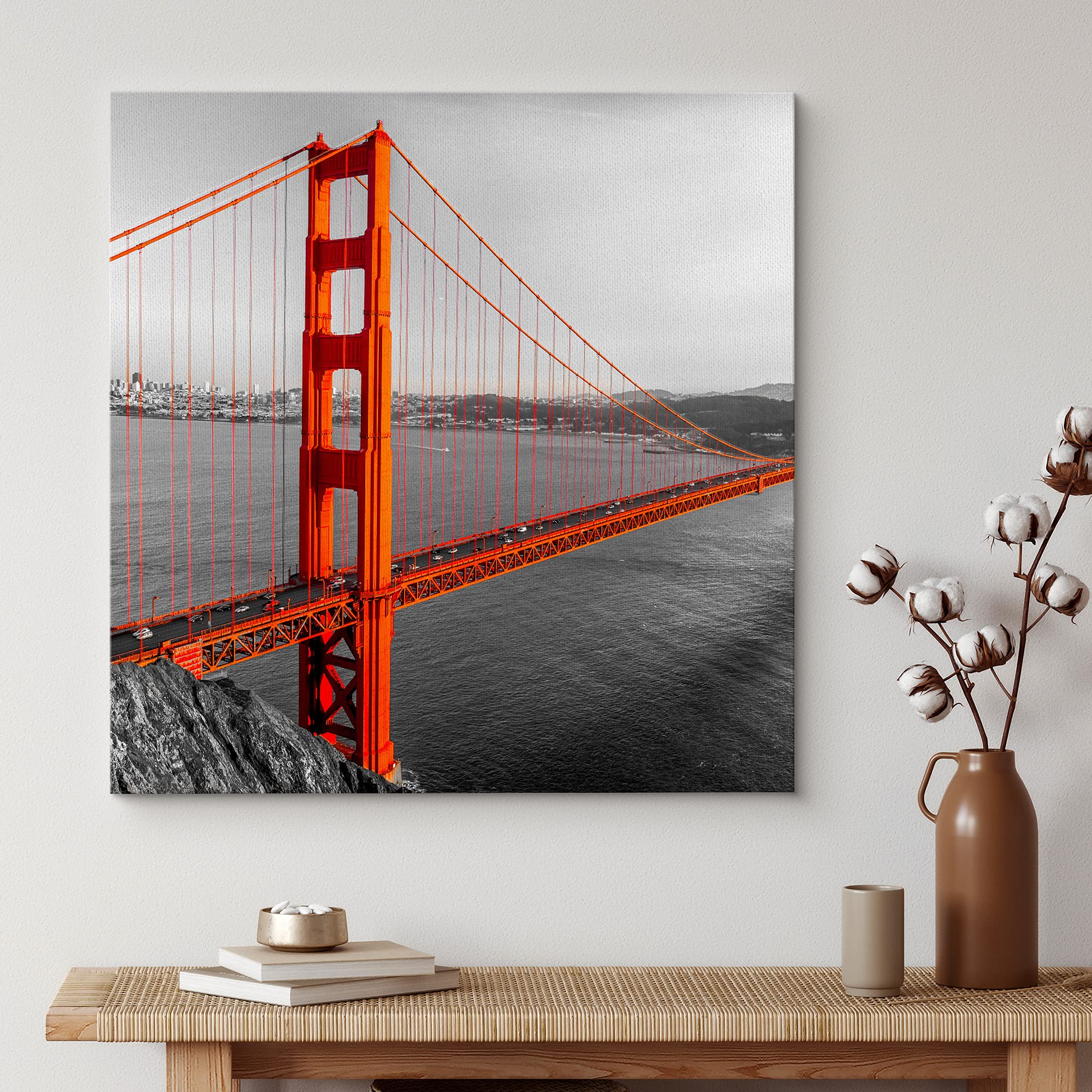 Wall26 Canvas Print Wall Art Pop Of Color Red Golden Gate Bridge Architecture & Maps Cities Photography Realism Chic Scenic Rela