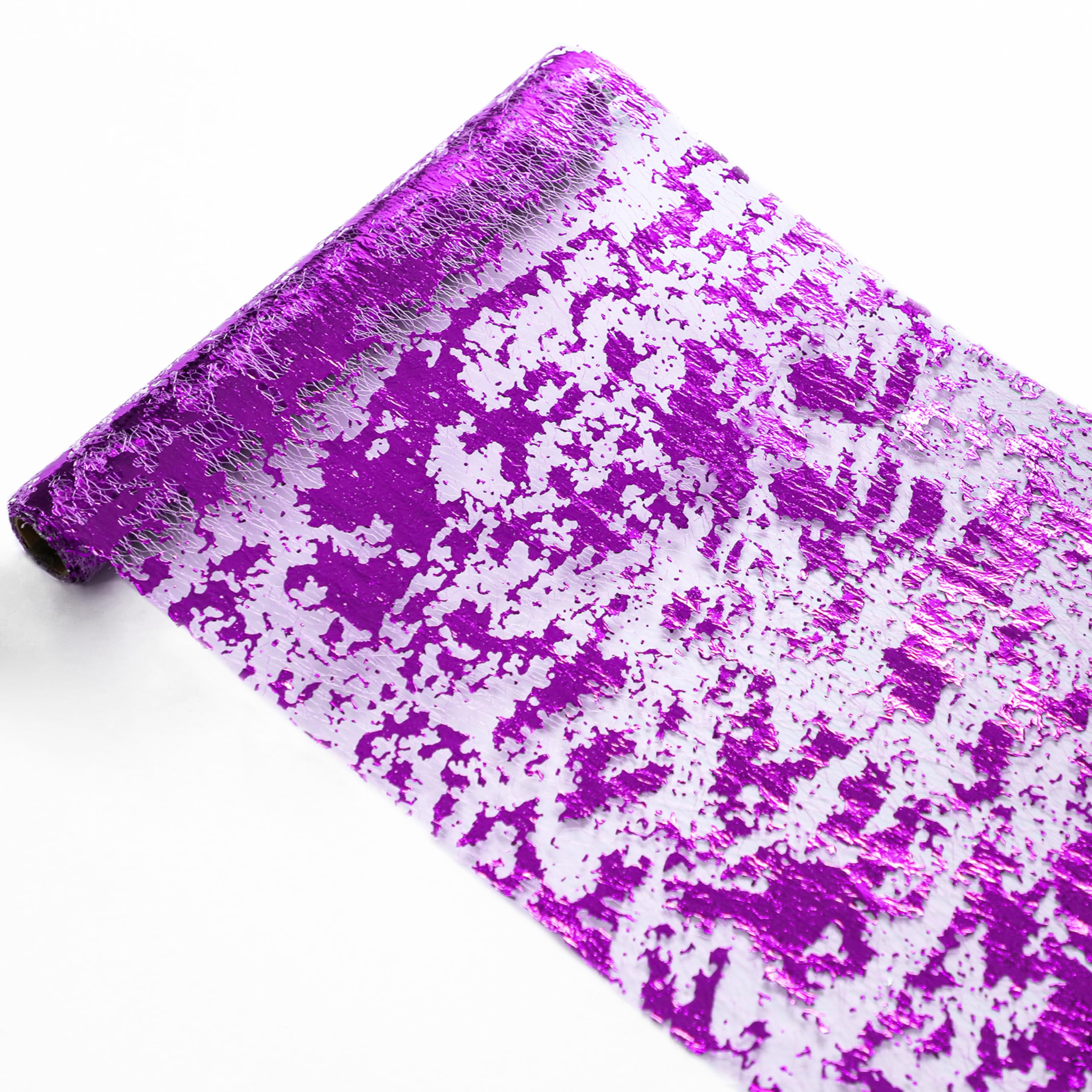 Snowkingdom 2 Pieces Purple Table Runner, Sequin Glitter Foil Metallic Purple Thin Mesh Table Runner Roll 11''X108'' Purple Tabl