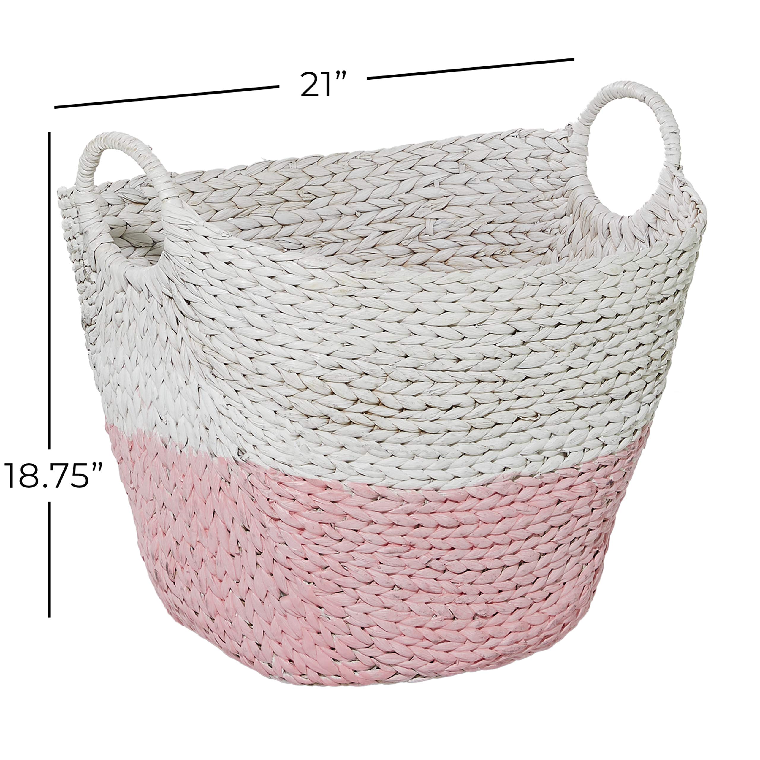 Deco 79 Storage Basket, 21'' X 17'' X 19'', White/Pink