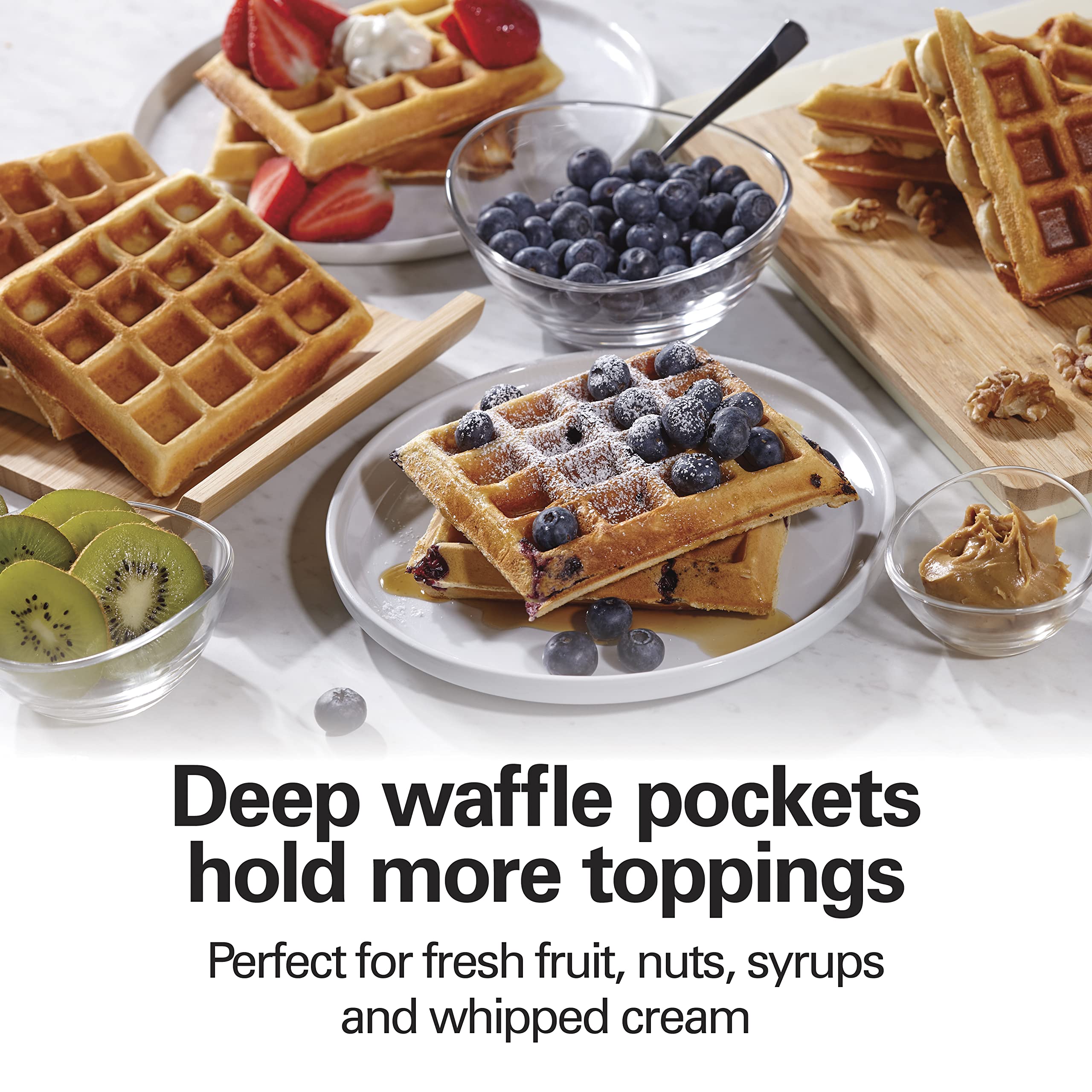 Hamilton Beach Non-Stick Belgian Waffle Maker With Indicator Lights, Makes 4 4 X 5 Mini Waffles, Hashbrowns Or Keto Chaffles