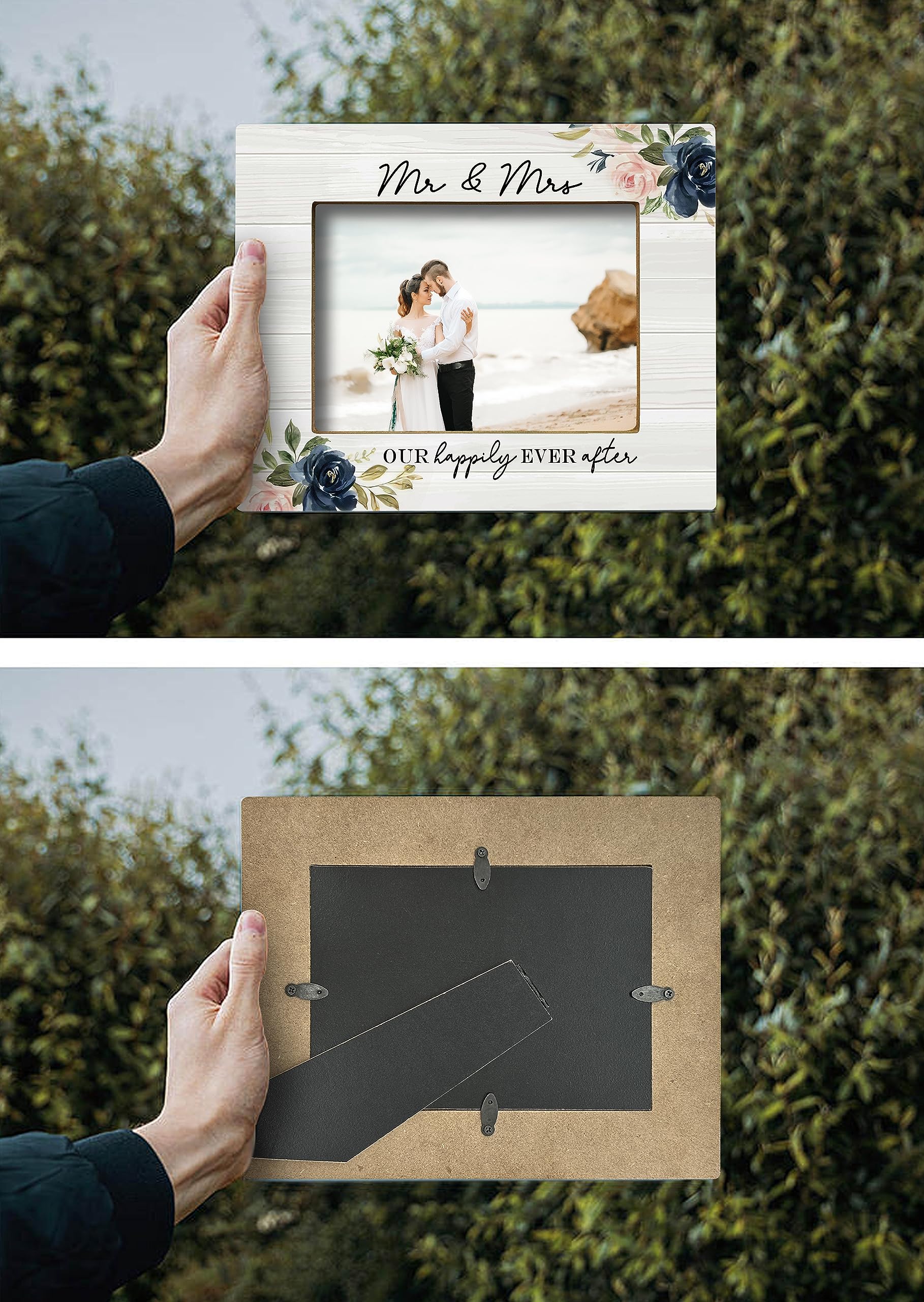 FONDCANYON Mr & Mrs Picture Frame, Wedding & Marriage License Frame, Gifts for Newlywed 5x7