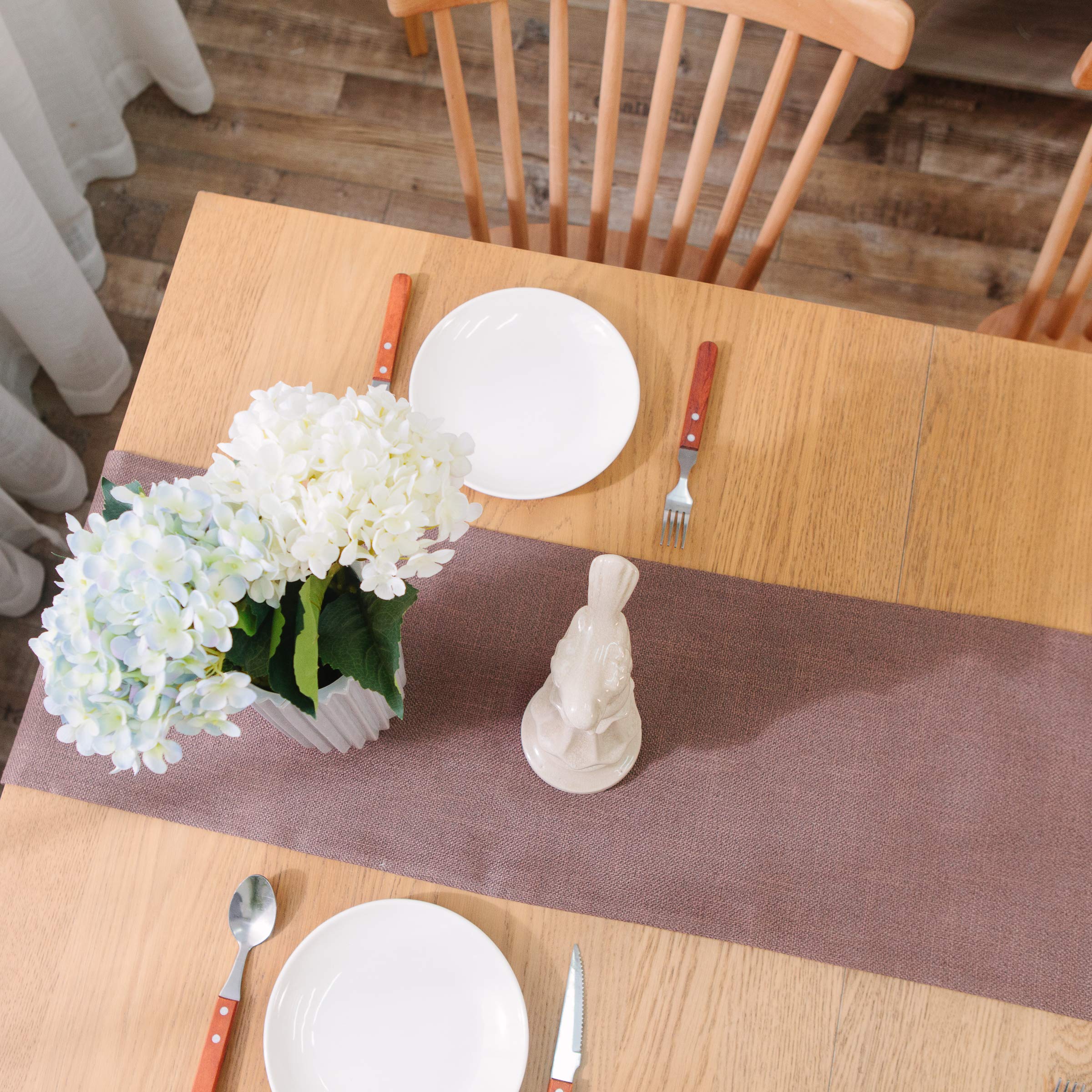 2 Piece Fabric In 1Dining Table Runner 12 X 48 Inches Living Room Dinner Wedding Birthday Party Burlap Rustic Table Runner, Coff