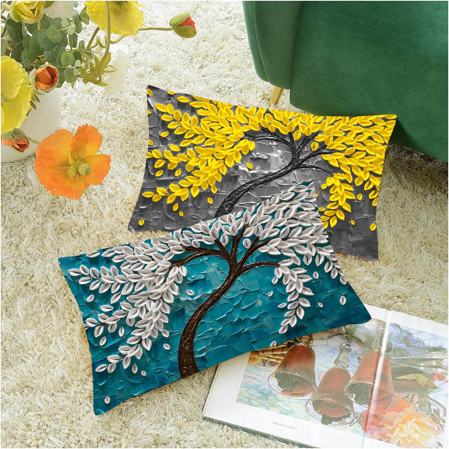 Aerohaven Set Of 2 Decorative Hand Made Velvet Rectangle Throw/Pillow Sham Cushion Covers - Cc164 - (12 X 18 Inches)