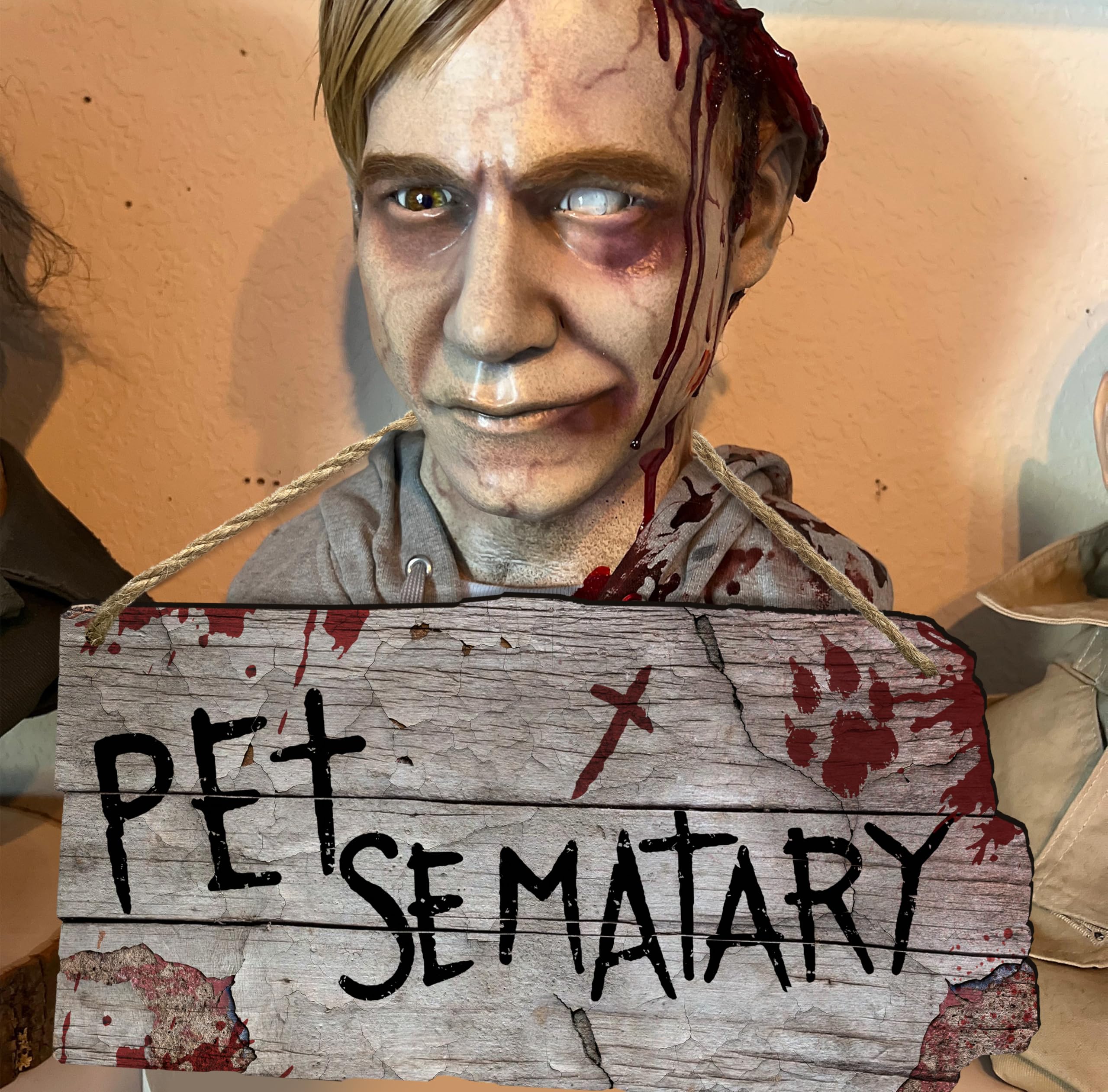 flinelife Pet Sematary Sign, 12x6, Horror Movie Sign, Wreath Sign for Indoor Outdoor Use