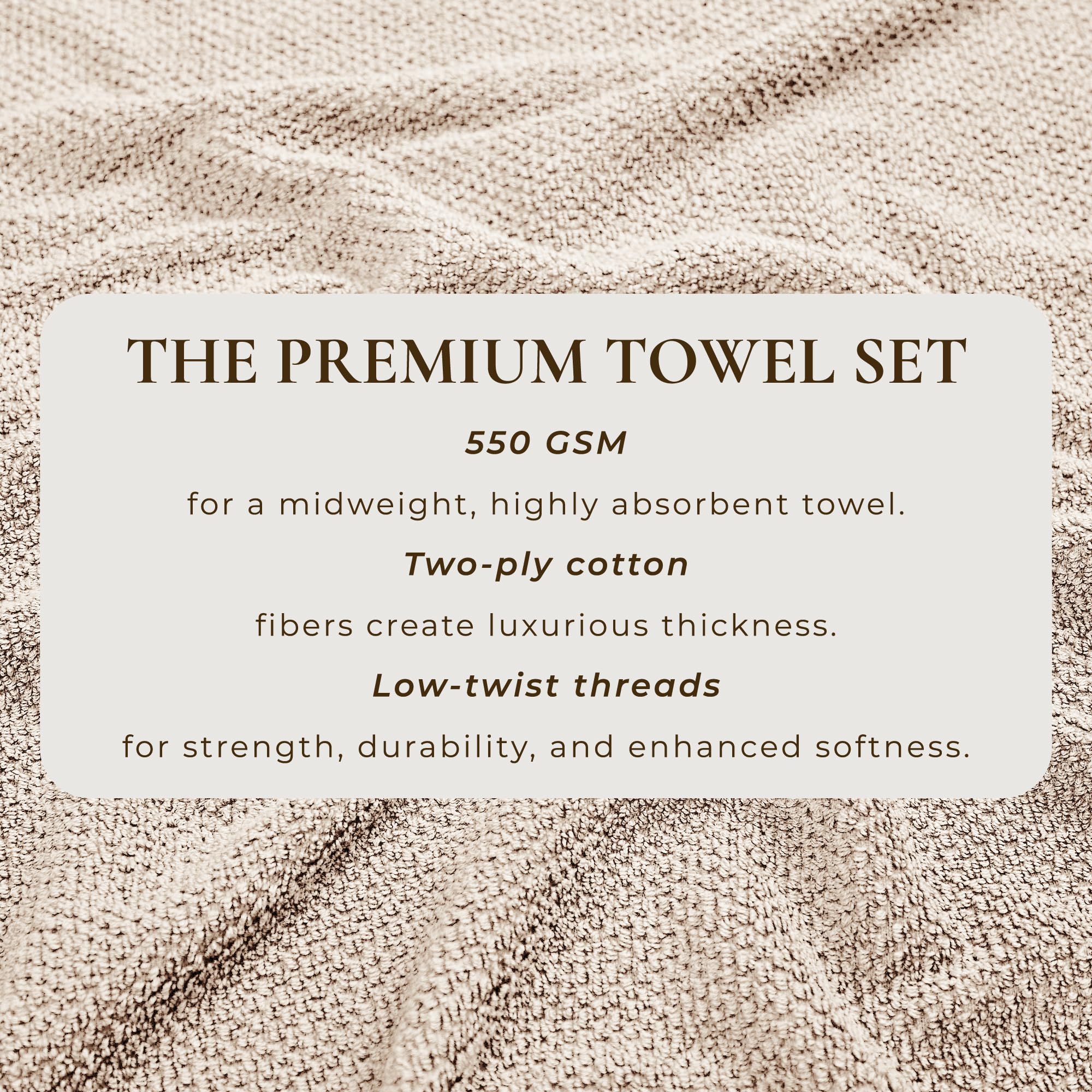 Great Bay Home Taupe Bath Towels - 100% Cotton, Absorbent, Quick-Drying, 4 Pack, 54x27 Inches