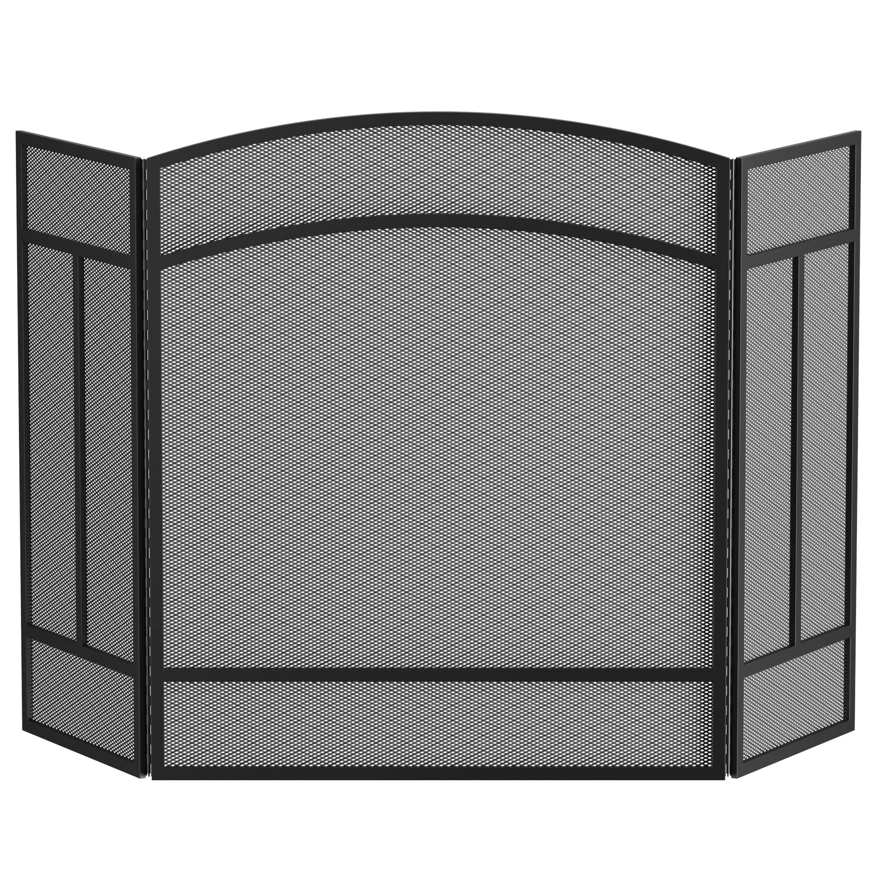 Fire Beauty Fireplace Screen 3 Panel Wrought Iron 48 ''(L) X 29 ''(H) Spark Guard Cover(Black)