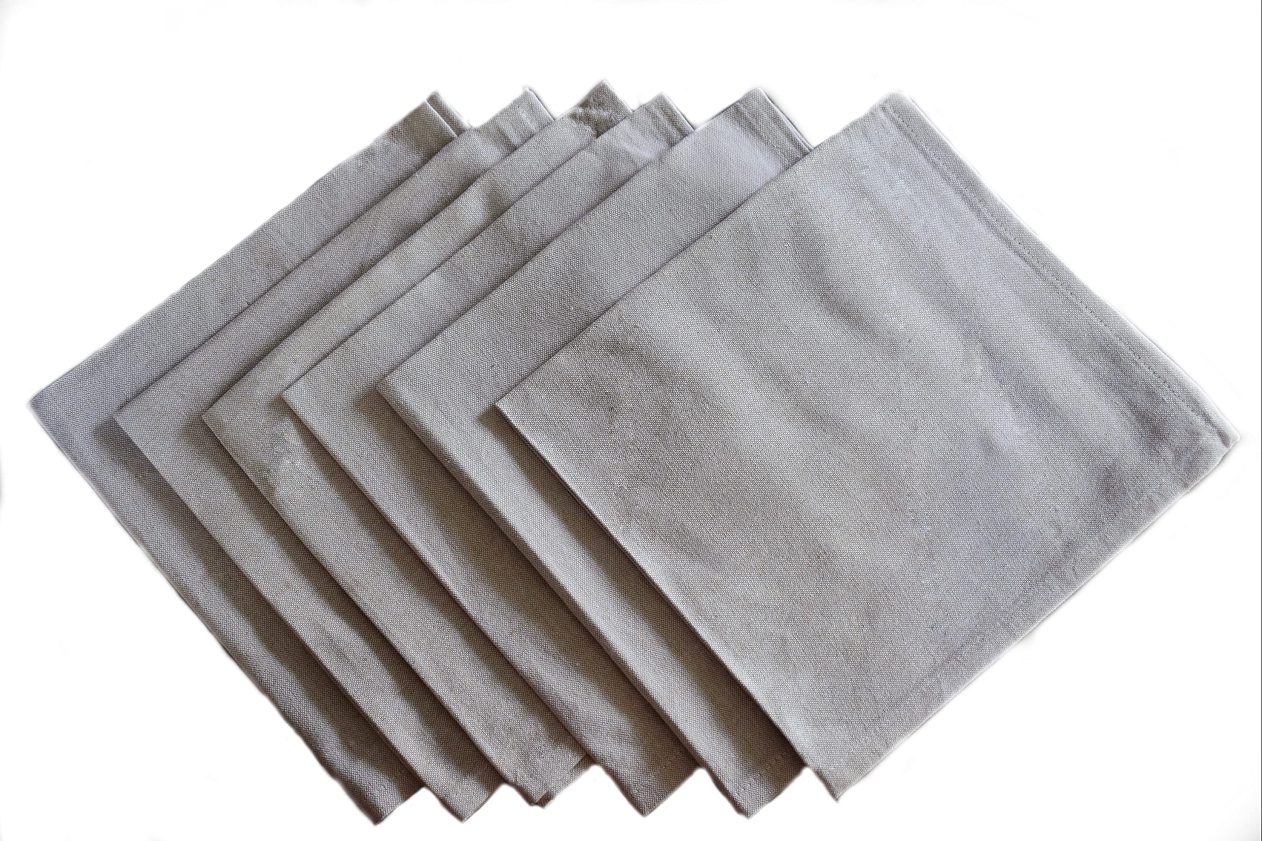 Yourtablecloth Chambray Cloth Napkins-Set Of 6 (Natural, 20 X 20)