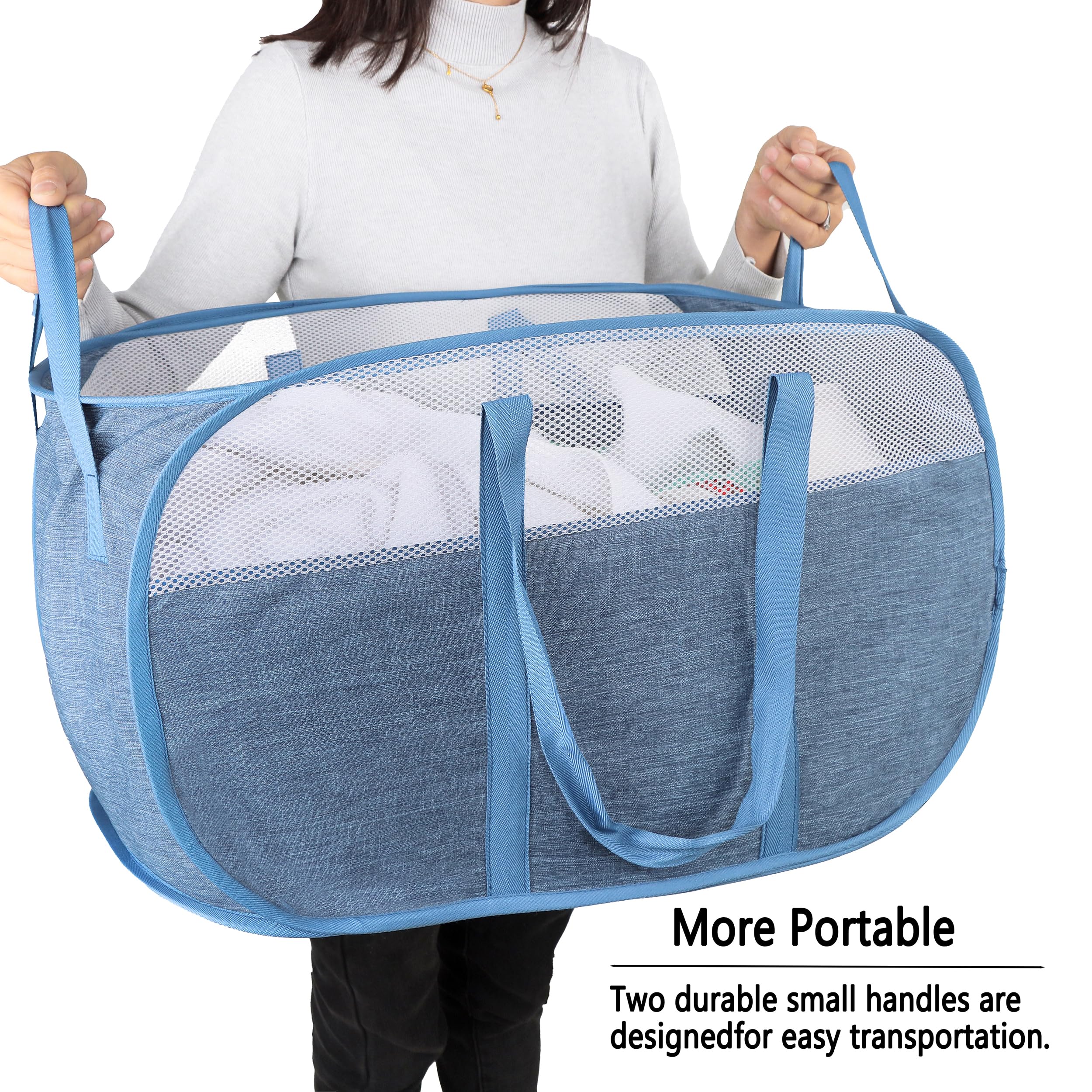 Pop Up Laundry Hamper,With Durable Handles Collapsible Laundry Basket,Easy To Open And Fold For College Dorm,Kids Room,Travel (2