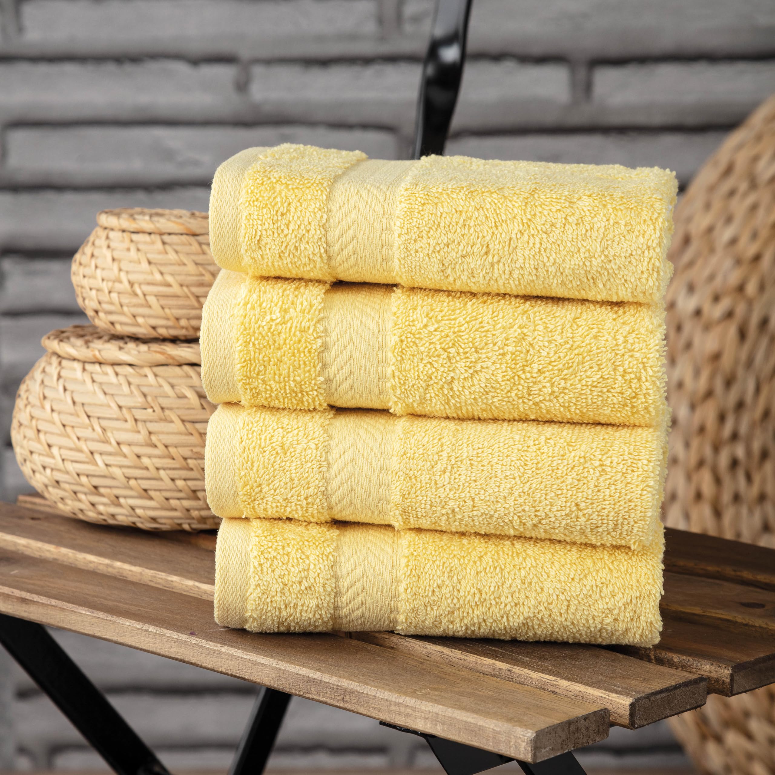 Textilom 100% Turkish Cotton 4 Piece Luxury Washcloth Towel Set For Bathroom, Super Soft & Highly Absorbent & Quick Dry For Face