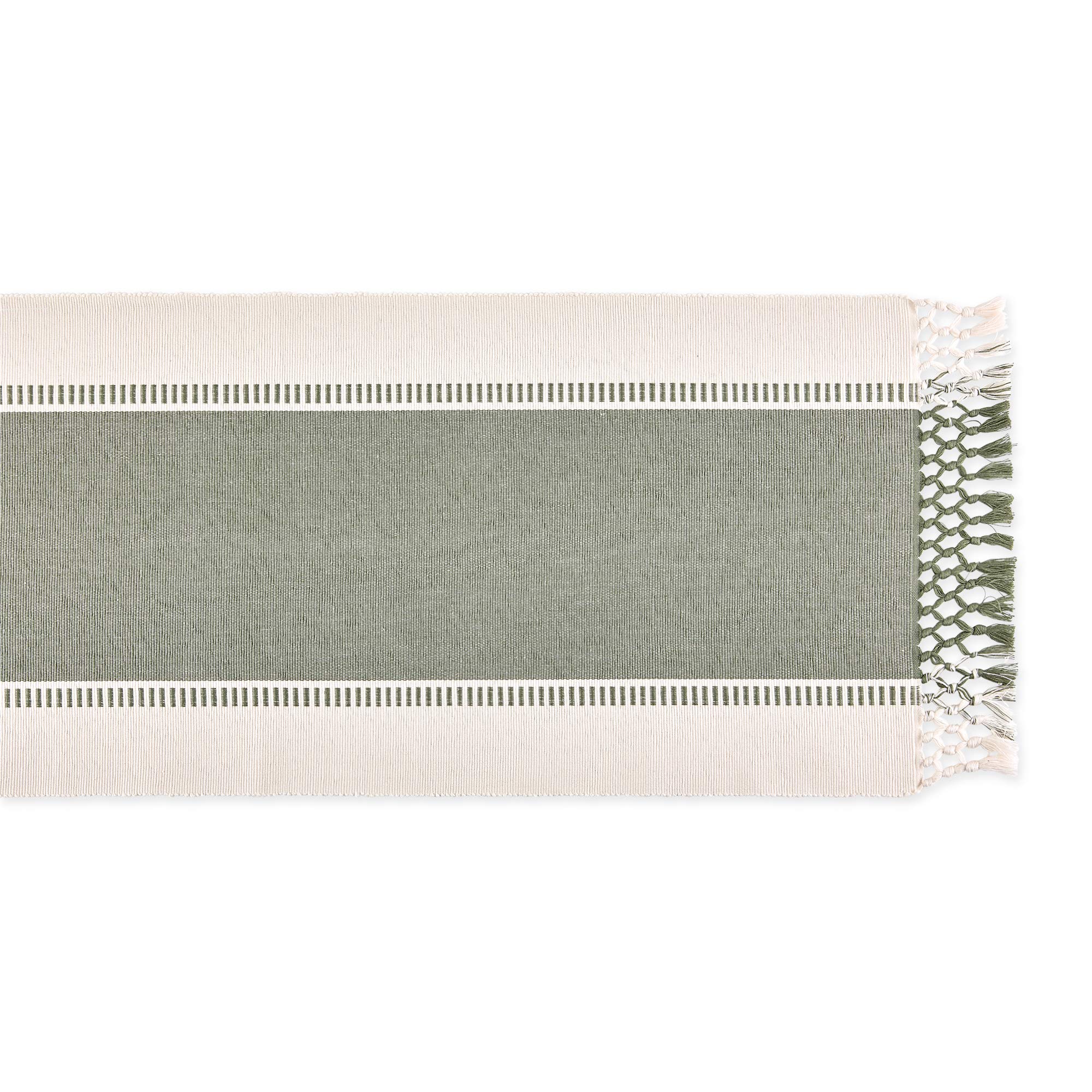 Dii Dobby Stripe Woven Table Runner, 13X108 (13X113.5, Fringe Included), Artichoke