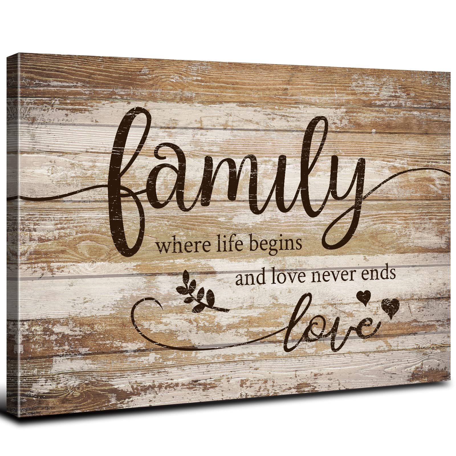 Rustic Family Wall Art Farmhouse Brown Bless Wall Pictures For Living Room Kitchen Wall Decor Vintage Inspirational Words Canvas