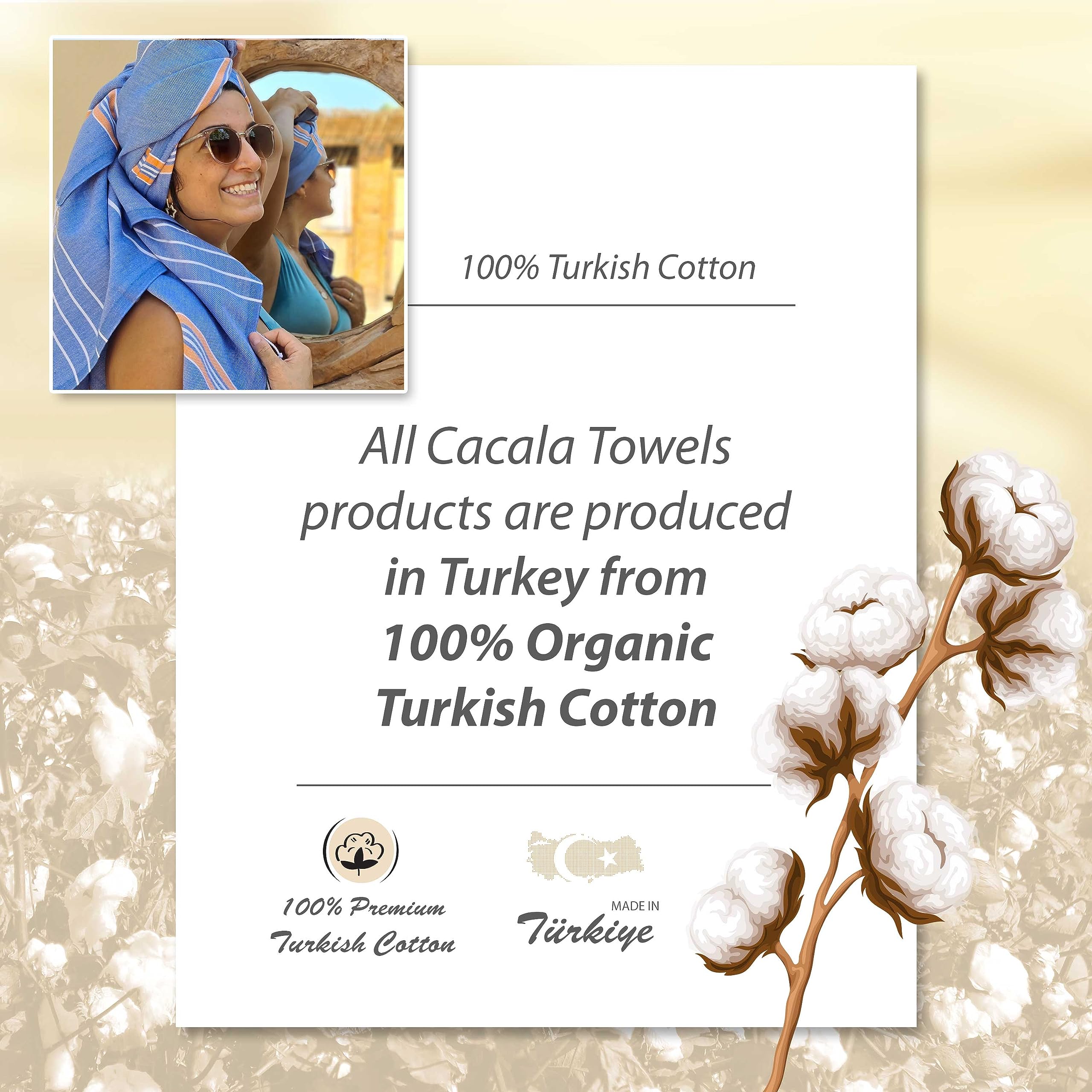 Cacala 100% Cotton Pestemal Turkish Striped Bath Towel, Aqua/Purple (1011101368893710)