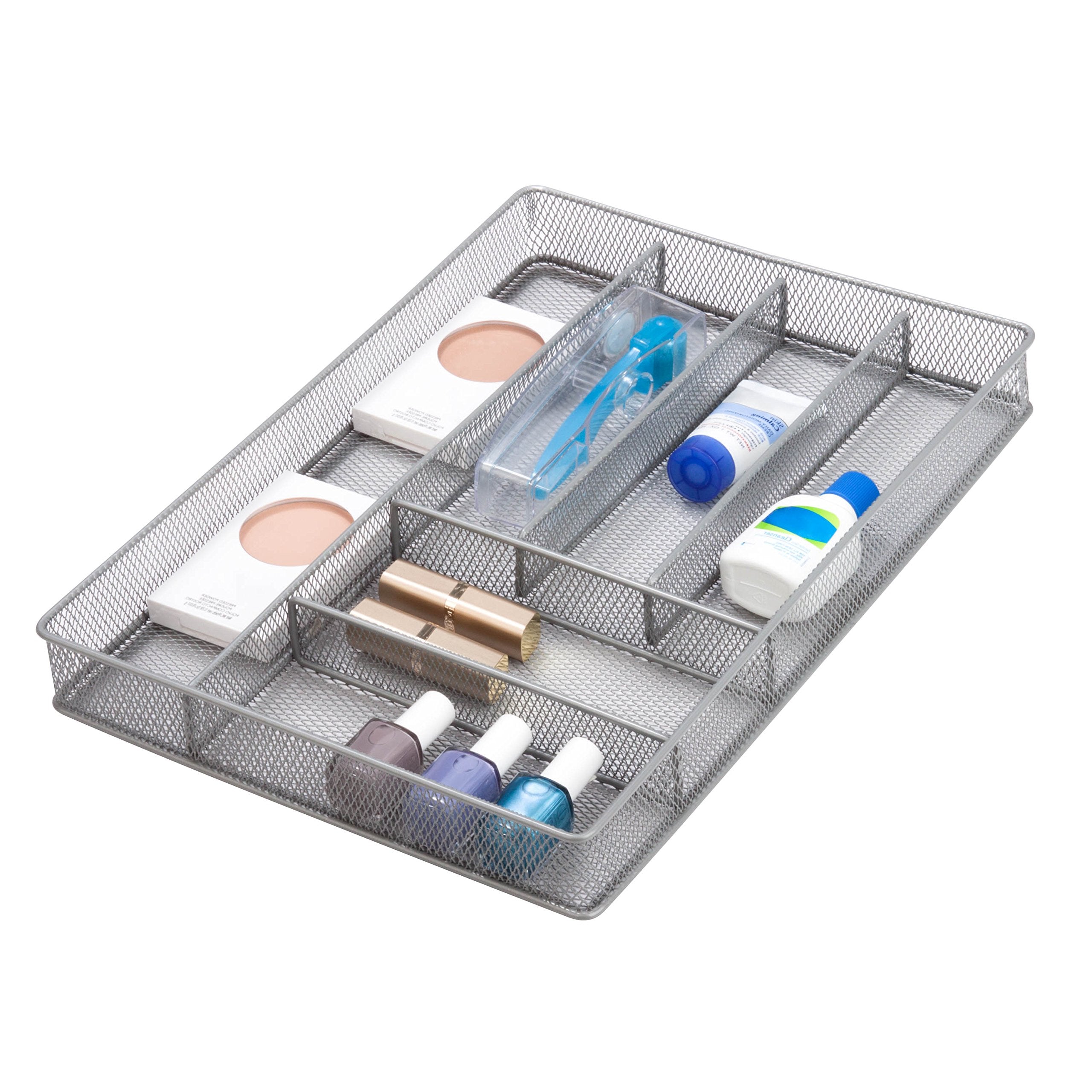 Honey-Can-Do Kch-02162 Steel Mesh 6-Compartment Cutlery Utensil Organizer, Silver, 16X11.25X2
