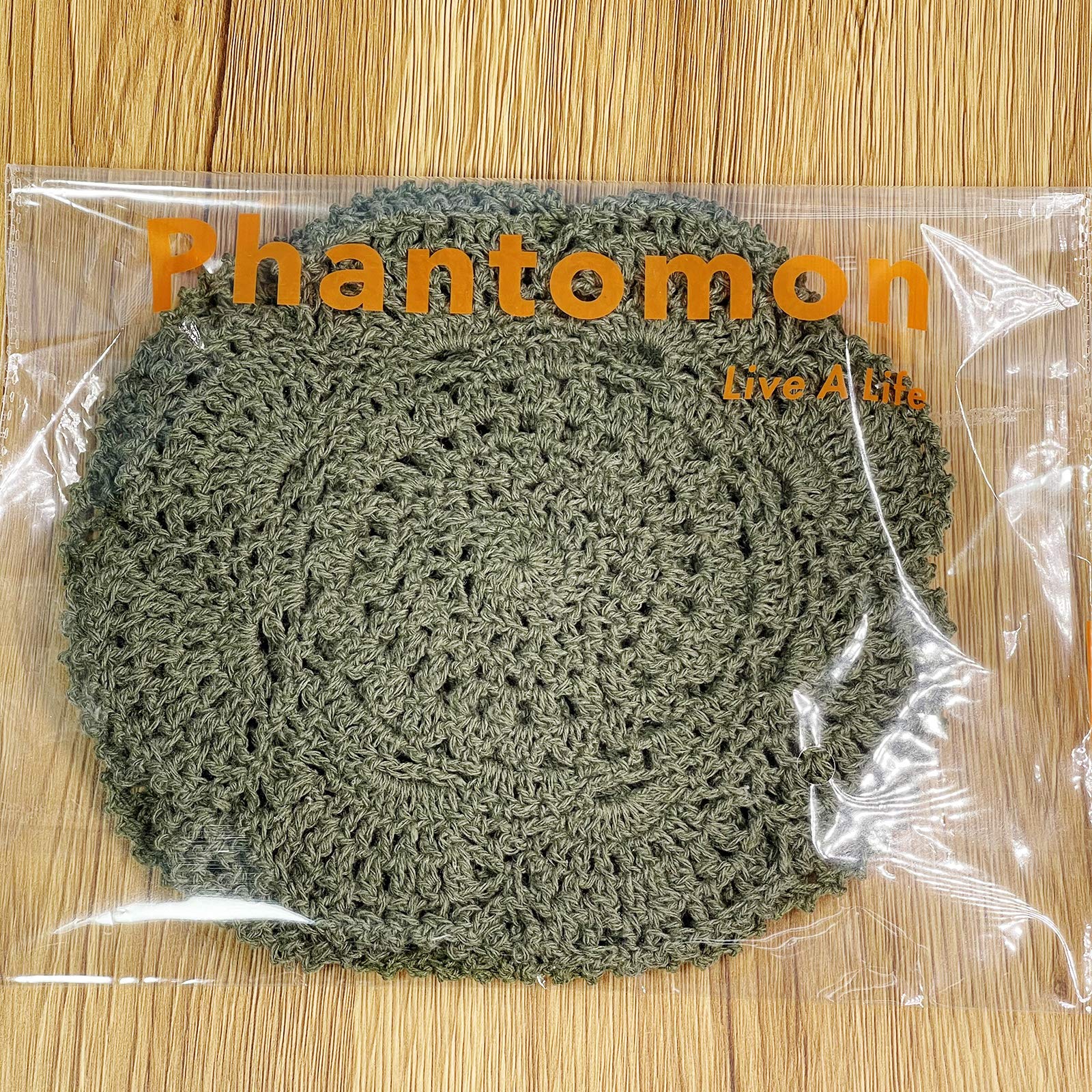 Phantomon 8 Inch Doilies Crochet Round Lace Doily Handmade Placemats 100% Cotton Crocheted Coasters, Pack Of 4 (Green)