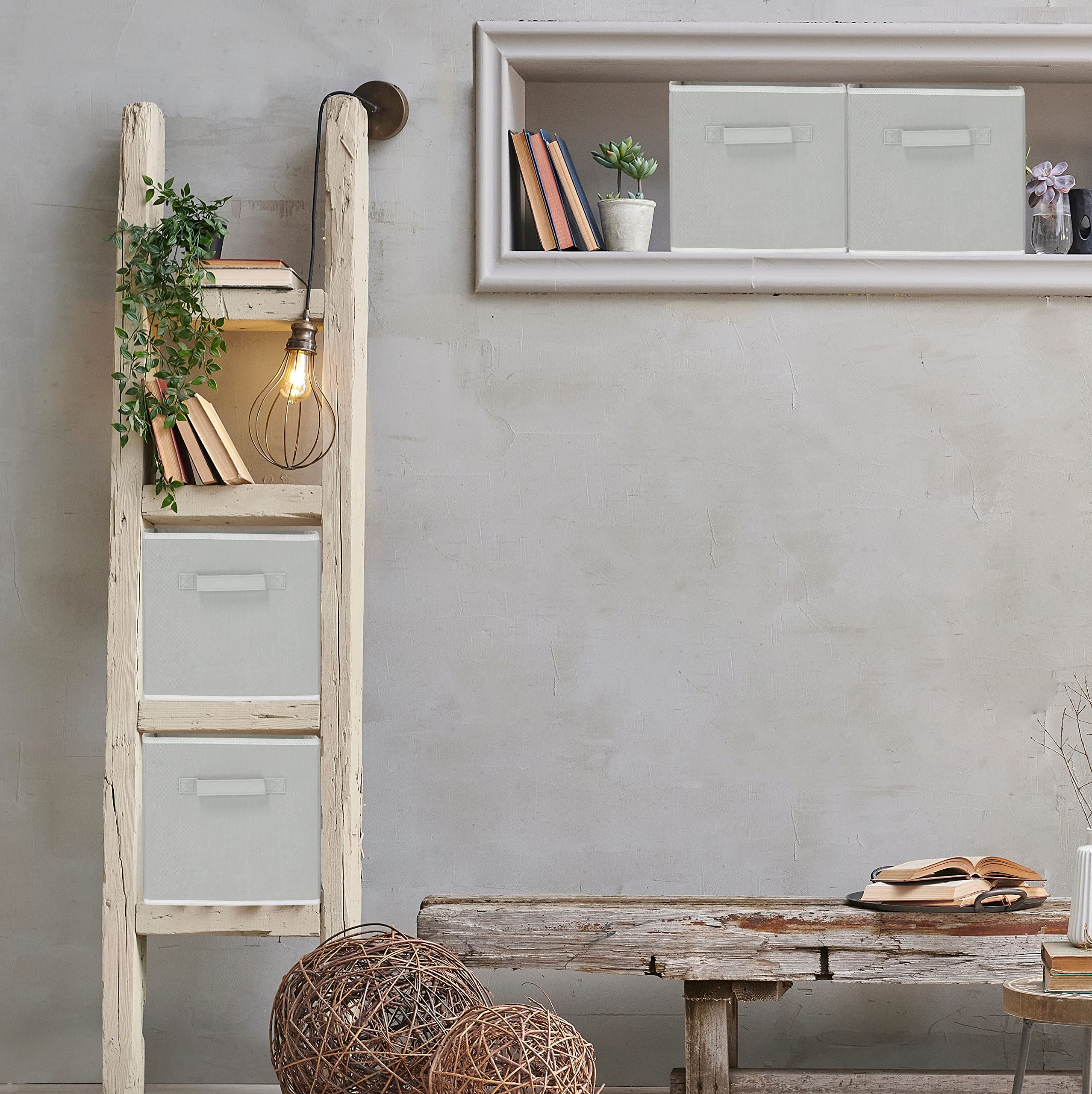 Simple Houseware Foldable Cube Storage Bin, Grey - 6 Pack