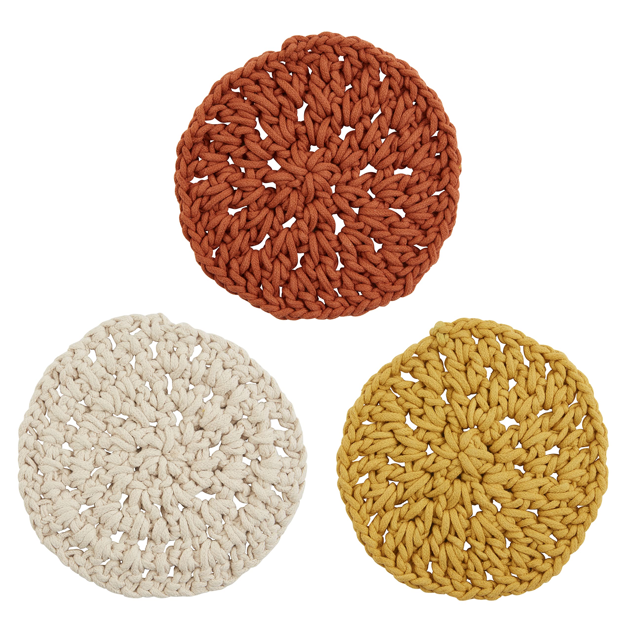 Mud Pie Knotted Cotton Trivet, 9'' Dia, Cream
