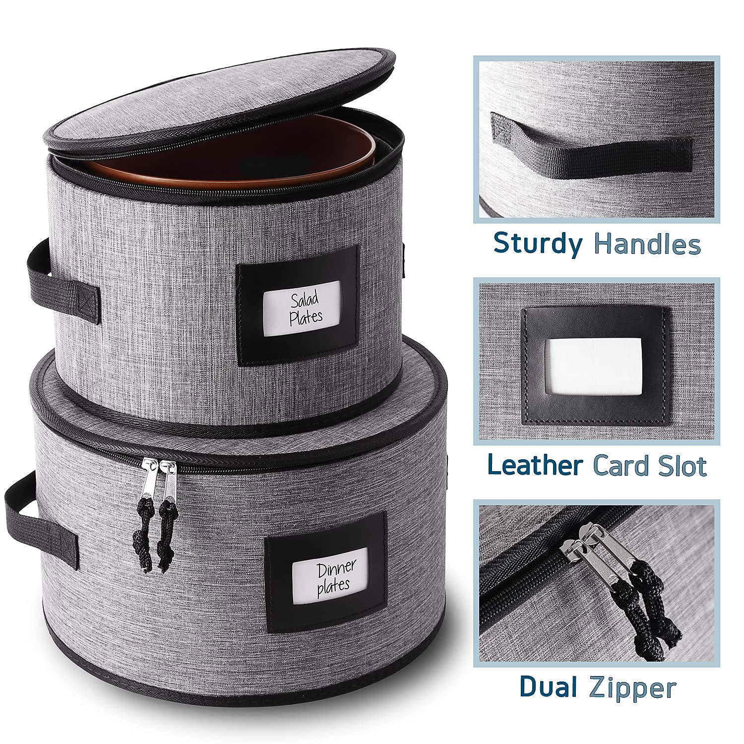 Fine China Storage Containers Hard Shell - 5 Piece Dish Storage Containers, Quilted And Stackable Mug Storage And Plate Storage