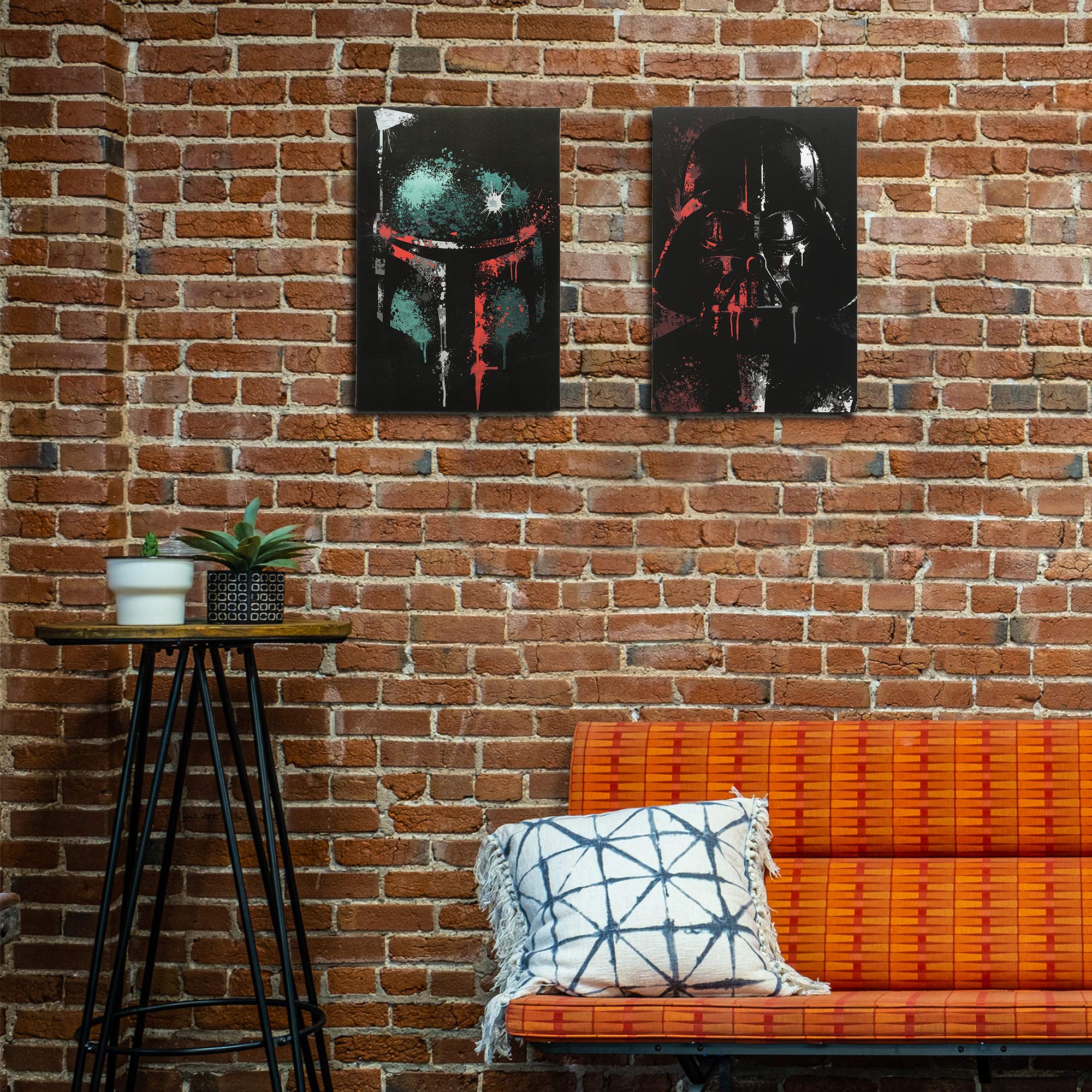 Open Road Brands Disney Star Wars Darth Vader Gallery Wrapped Canvas Wall Decor - Large Darth Vader Painting For Man Cave Or Mov