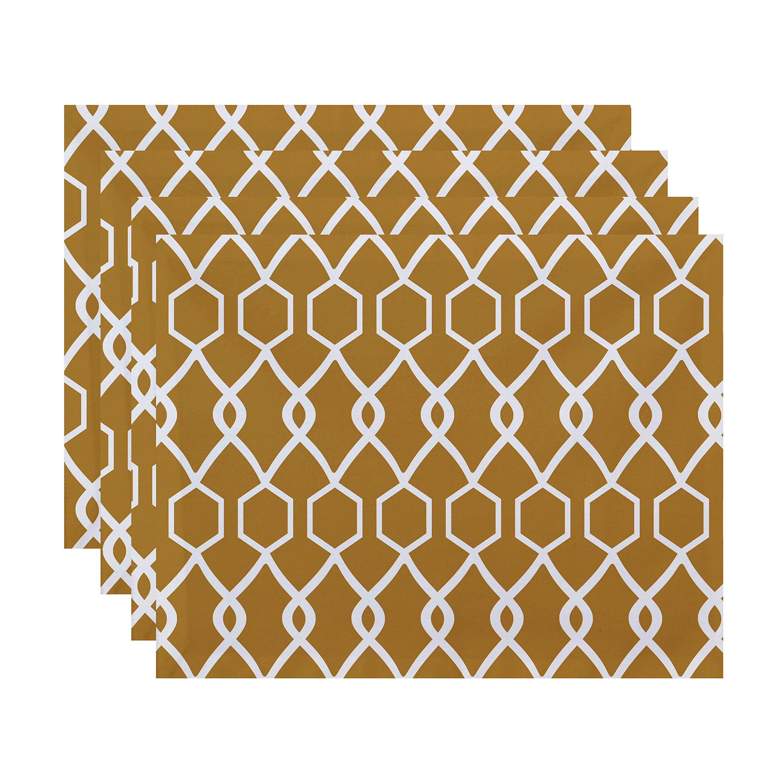 E By Design Charleston Geometric Print Placement, 18'' By 14'', Dijon
