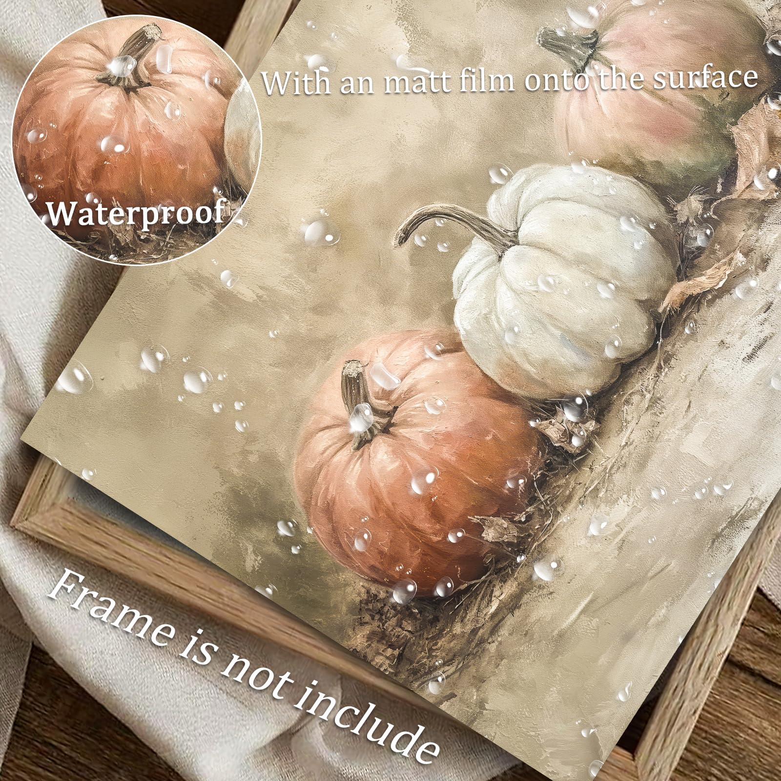 uniro Rustic Autumn Pumpkin Painting Wall Art, Pumpkin Still Life Painting, Rustic Fall Art,Vintage Autumn Wall Print,Halloween