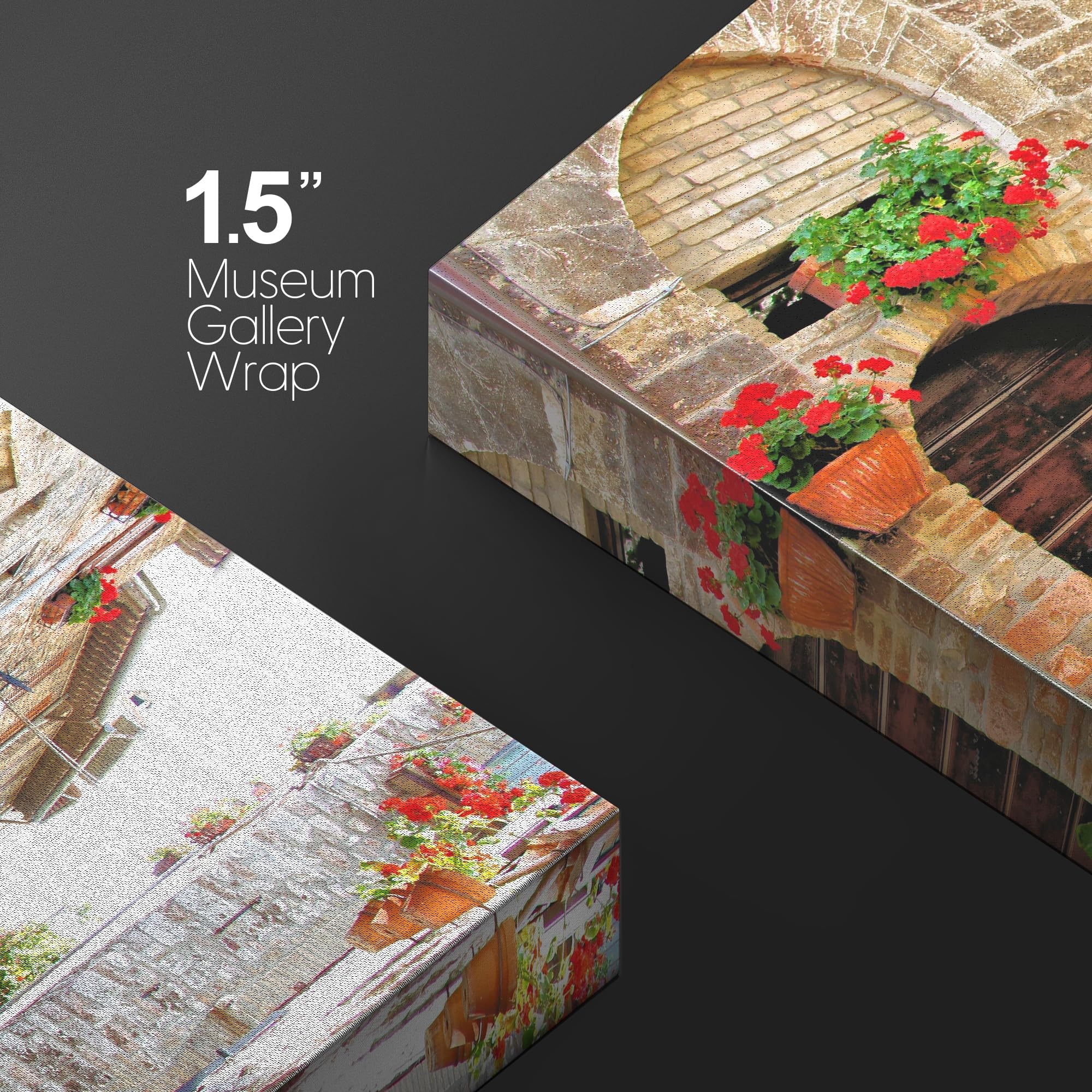 Wall26 Canvas Print Wall Art Stroll Through Italian Village Street Floral Cities Photography Realism Rustic Scenic Colorful Mult