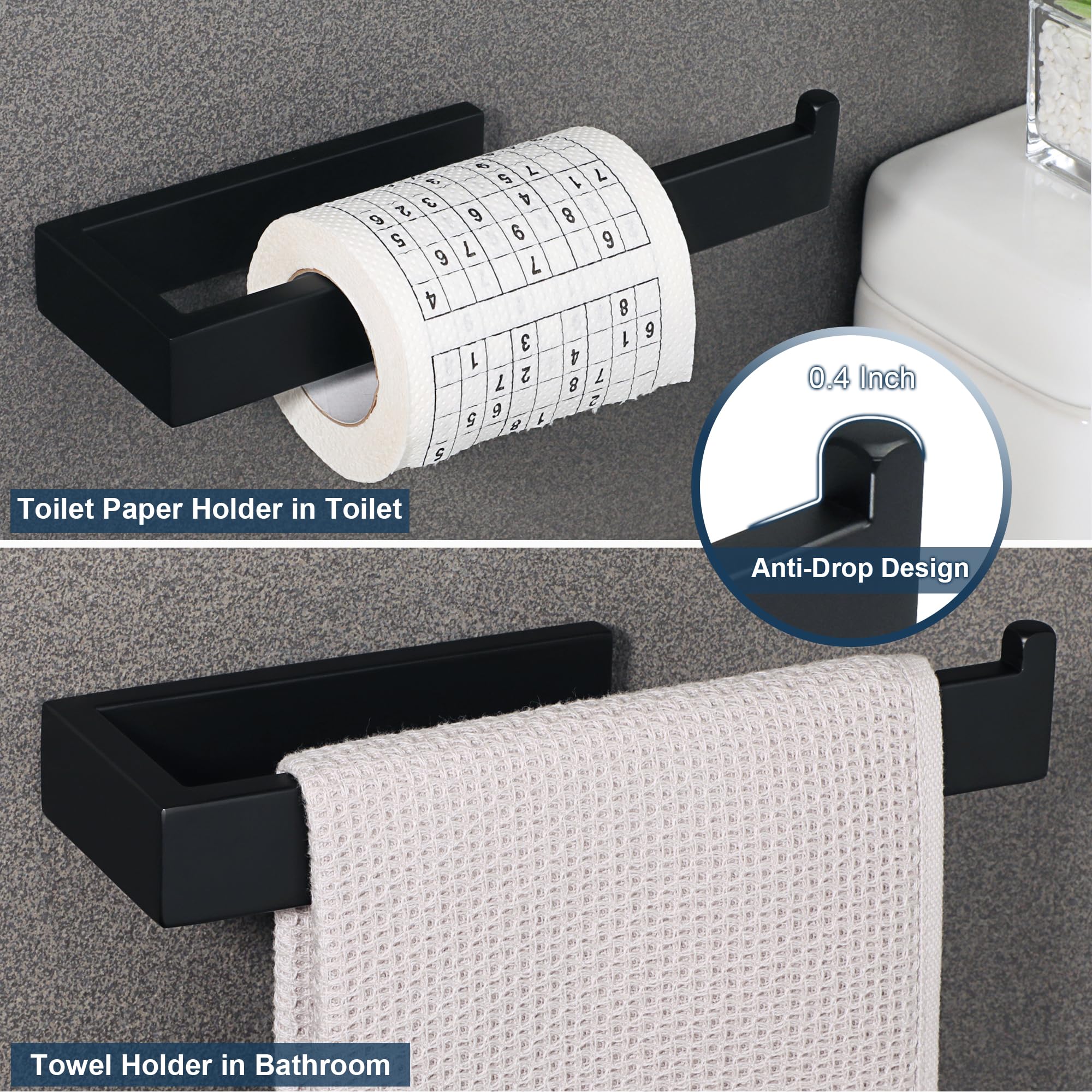 Sayayo Matte Black Towel Ring For Bathroom, 10 Inch Hand Towel Bar Towel Rack Towel Holder Wall Mounted Square, Sus304 Stainless