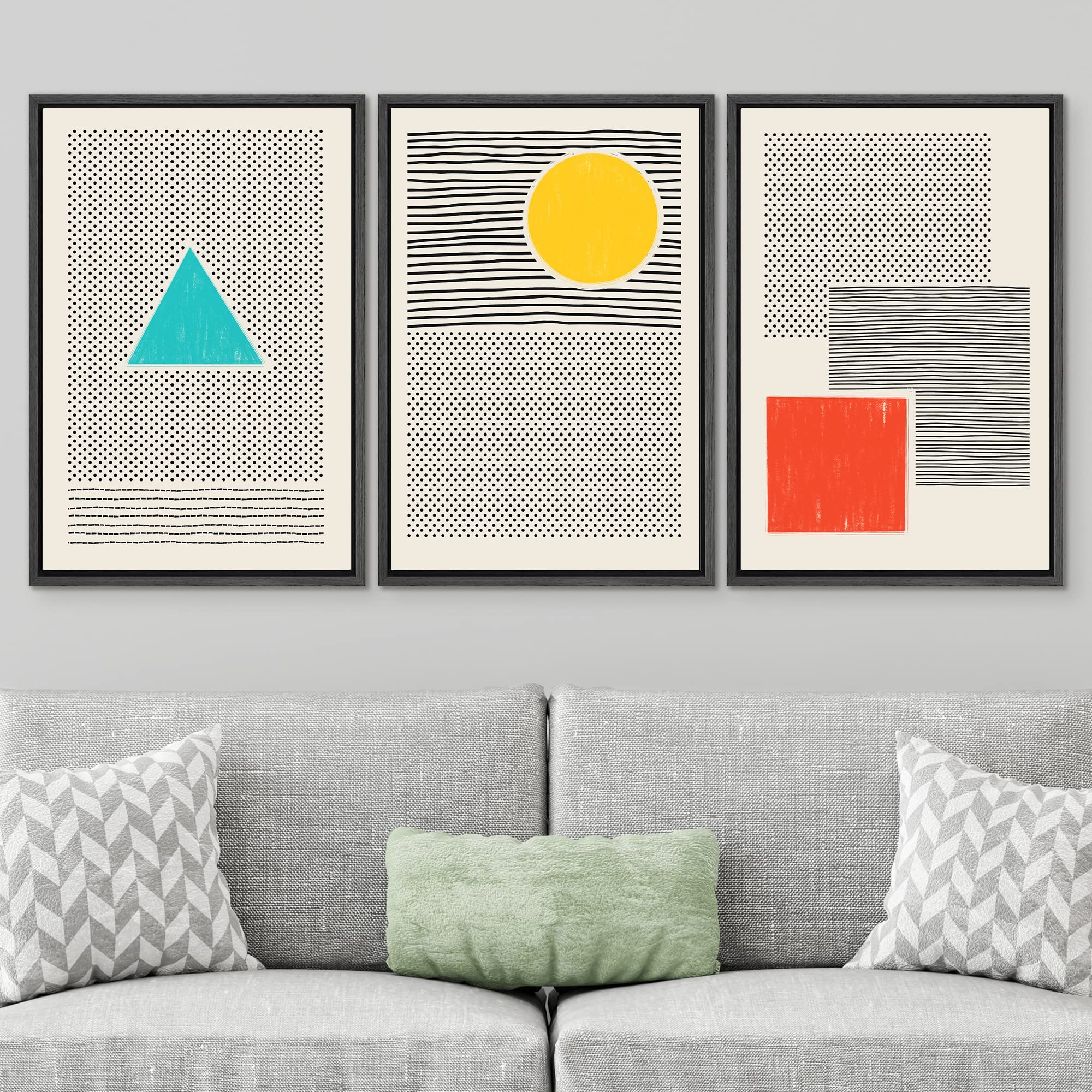 Signwin 3 Piece Framed Canvas Wall Art Geometric Illustration Canvas Prints Home Artwork Decoration For Living Room,Bedroom - 24
