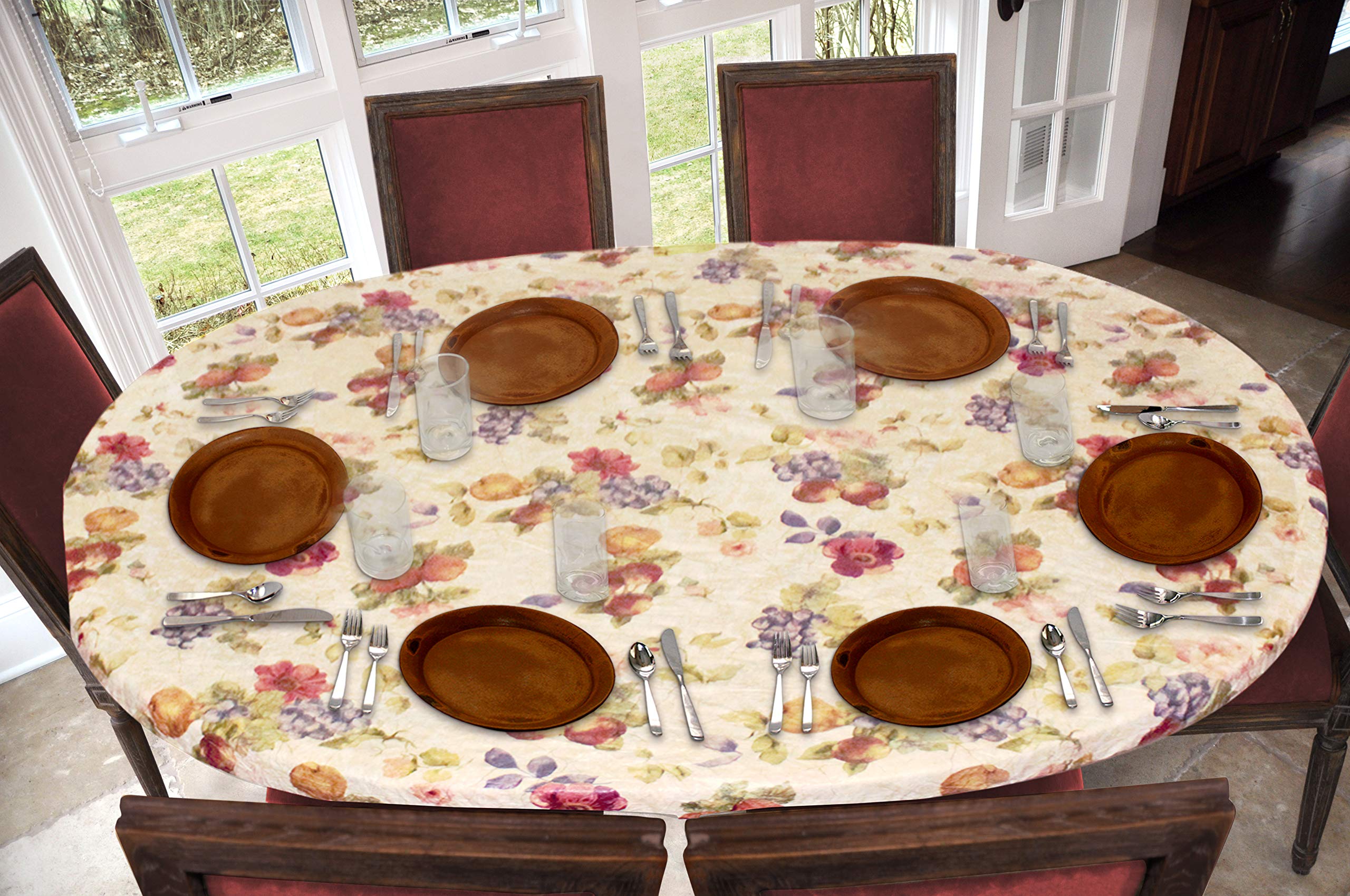 Covers For The Home Flannel Backed Vinyl Fitted Table Cover - Oblong 48" x 68" - Garden to Table Pattern