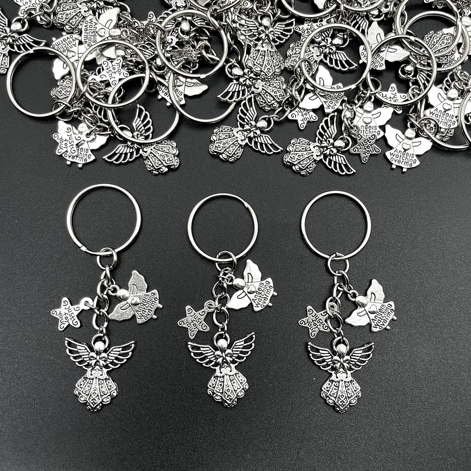 Jzk 30X Guardian Angel Keyring Keychains Key Charms For Christening Baby Shower Party Holy Communion Baptism Wedding Angel Gifts