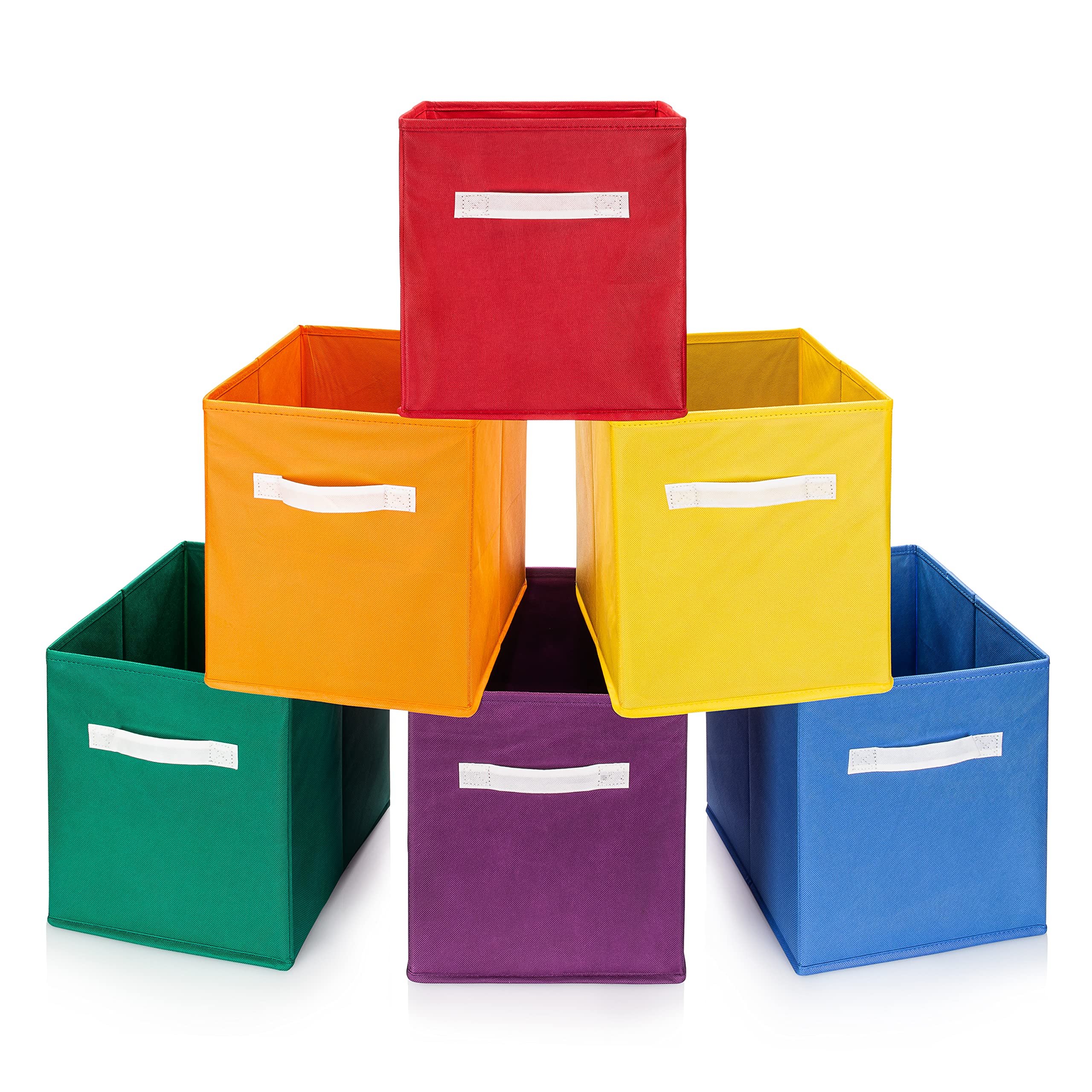Luv Color Rainbow Bins For Organization Set Of Six Cube Storage Bins 10.5 X 10.5 Storage Bins For Bedroom Organization Cubby Sto