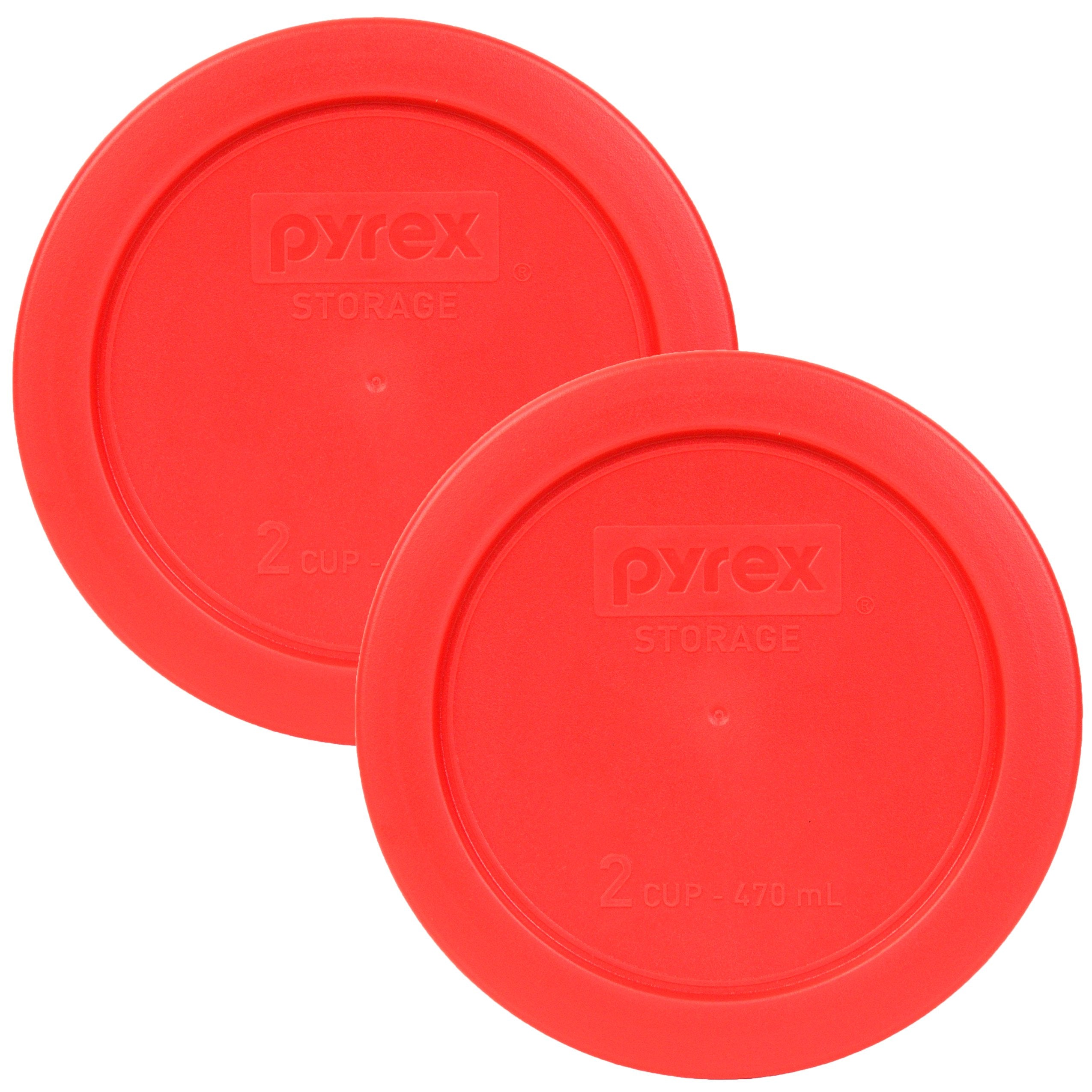 Pyrex 7200-Pc Red 2 Cup Round Plastic Storage Lid - 2 Pack