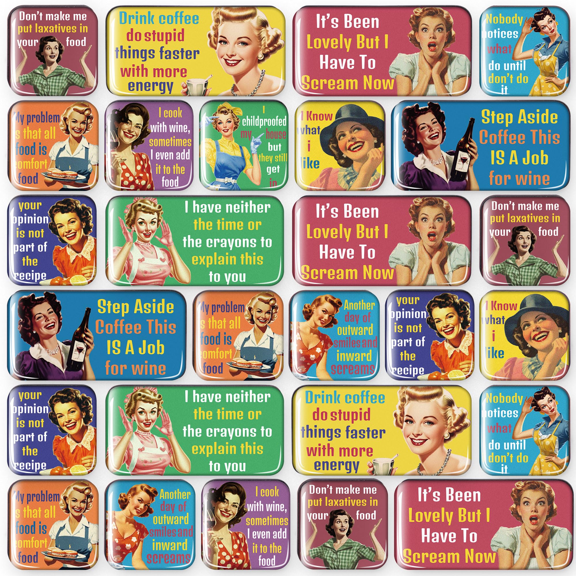 36PCS Funny Refrigerator Magnets for Women - Retro Magnetic Decorative Magnet Decorations, Office Fridge Decor Gifts