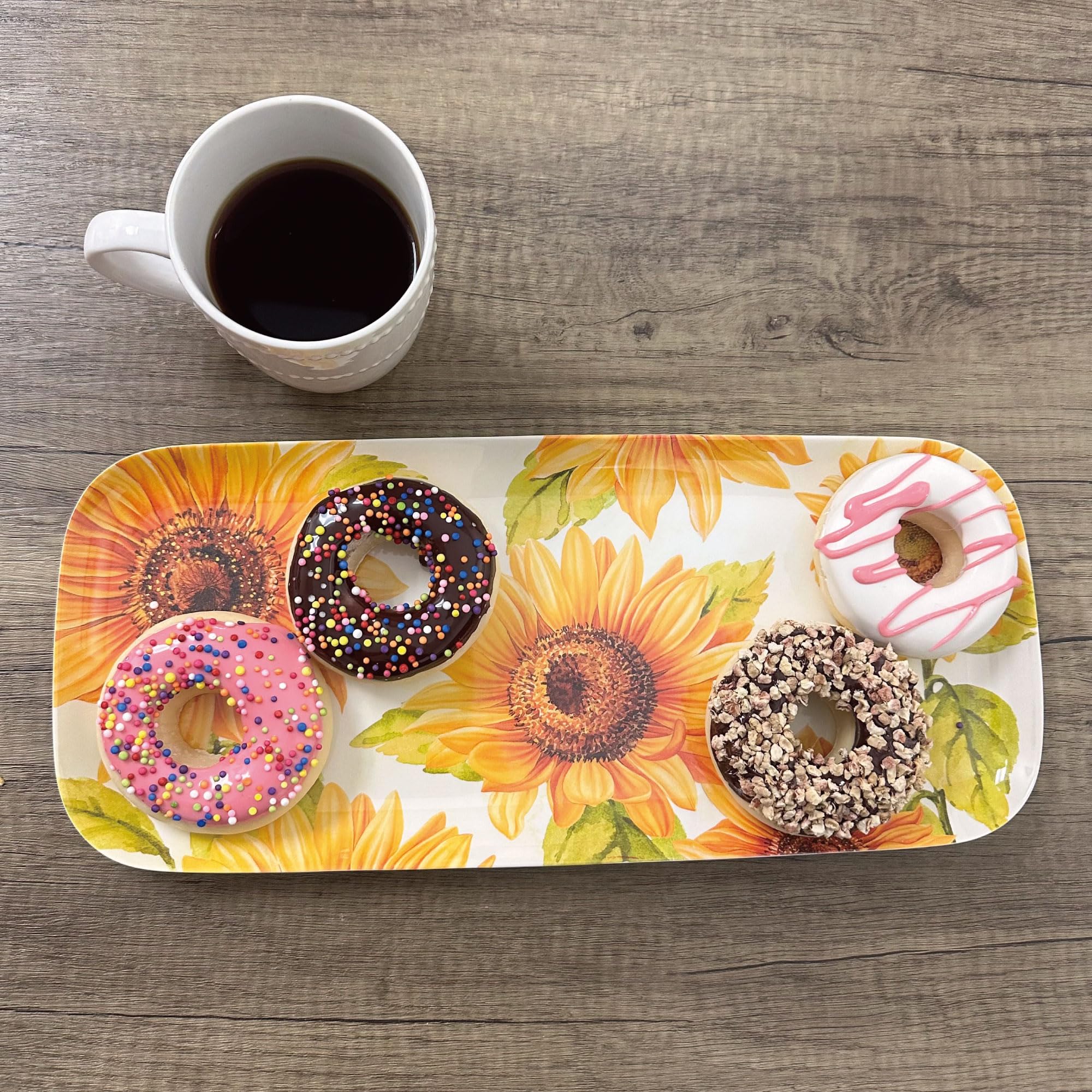 Upware 15 Inch Melamine Rectangle Serving Tray, Bpa Free Food Tray (Sunflower)