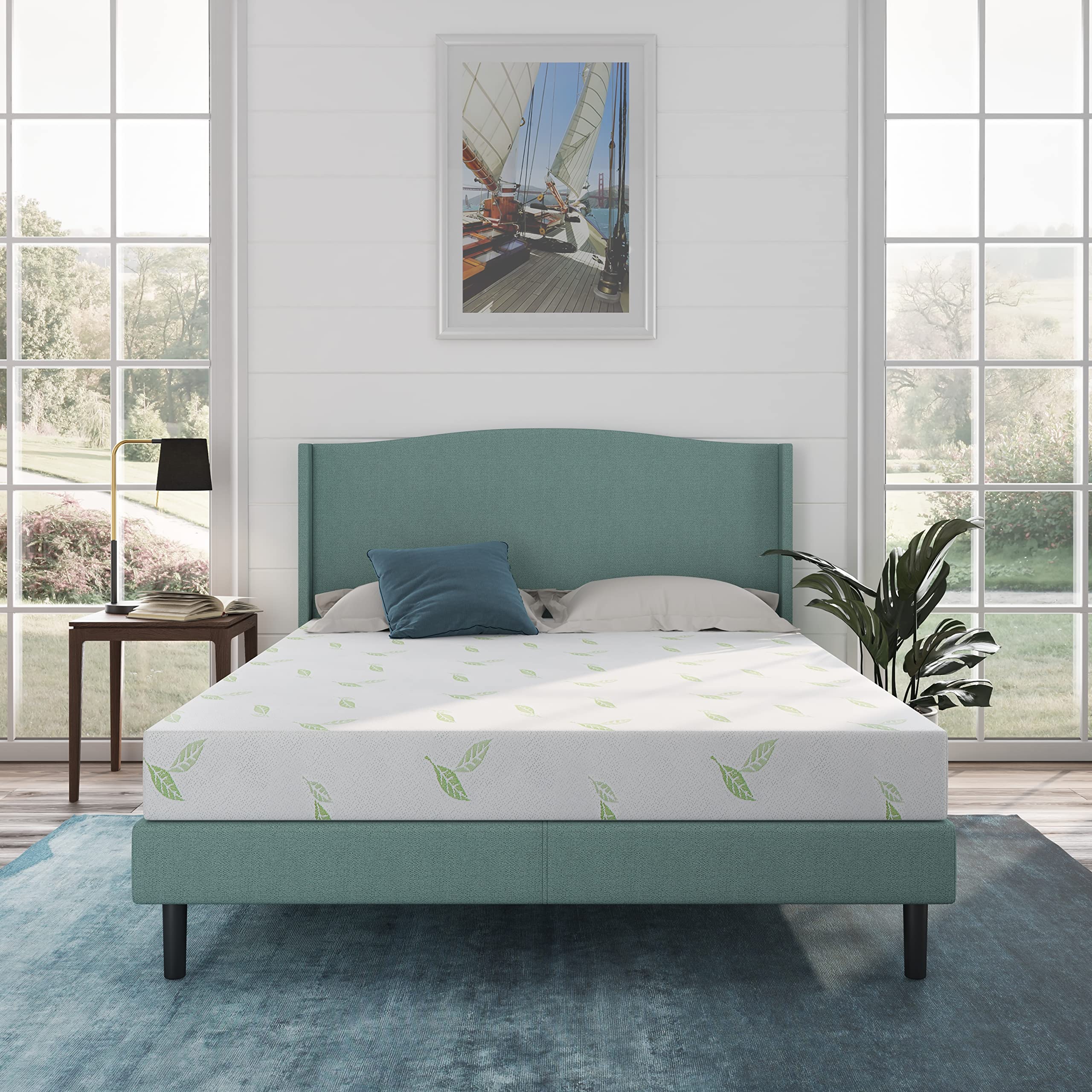 Napqueen Anula, Full 6'' Green Tea Memory Foam Mattress, Bed In A Box