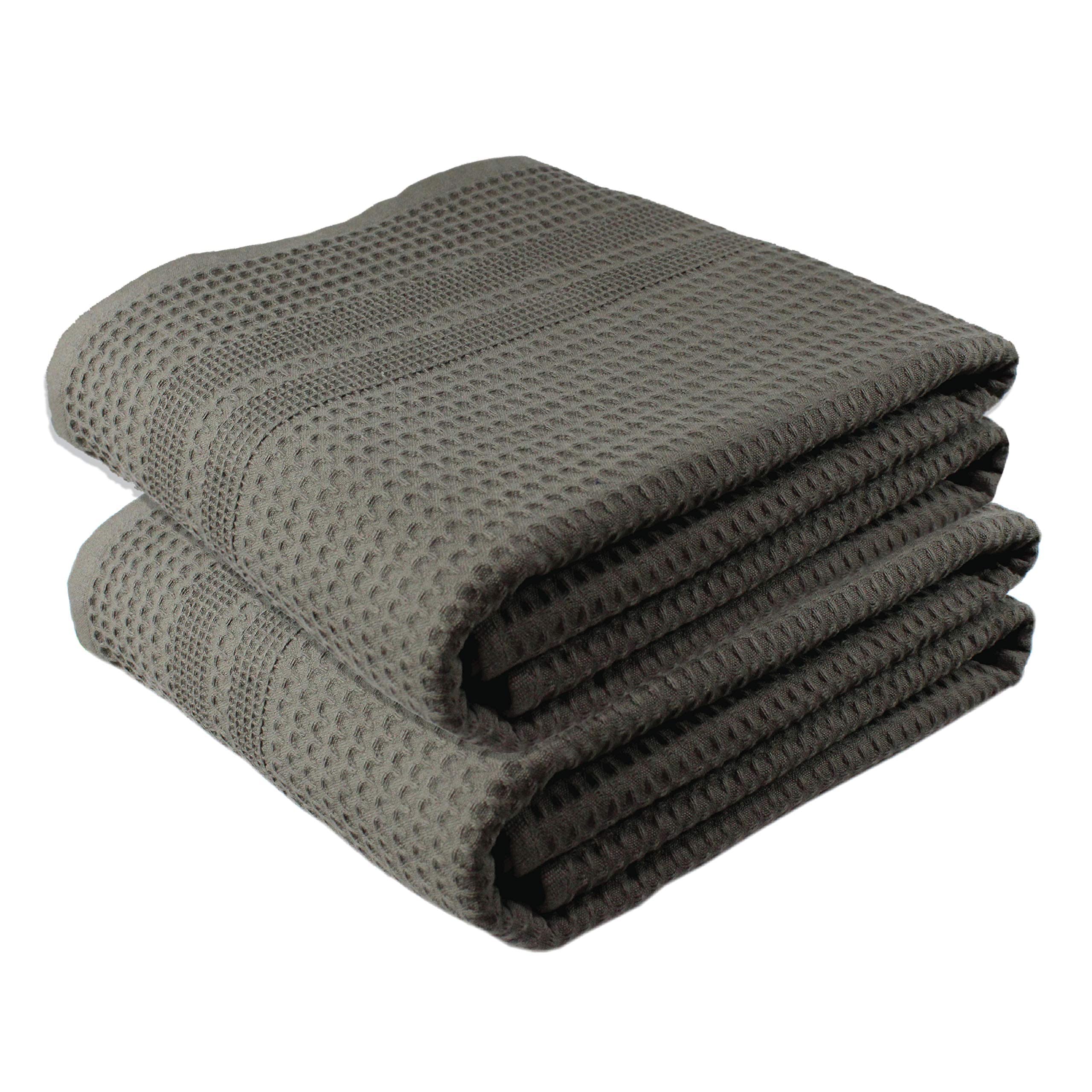 GILDEN TREE Waffle Towels Quick Dry Lint Free Thin  2 Pack Bath Sheets 40x80 Oversized Extra Large for Adults  Classic Style (Stone)